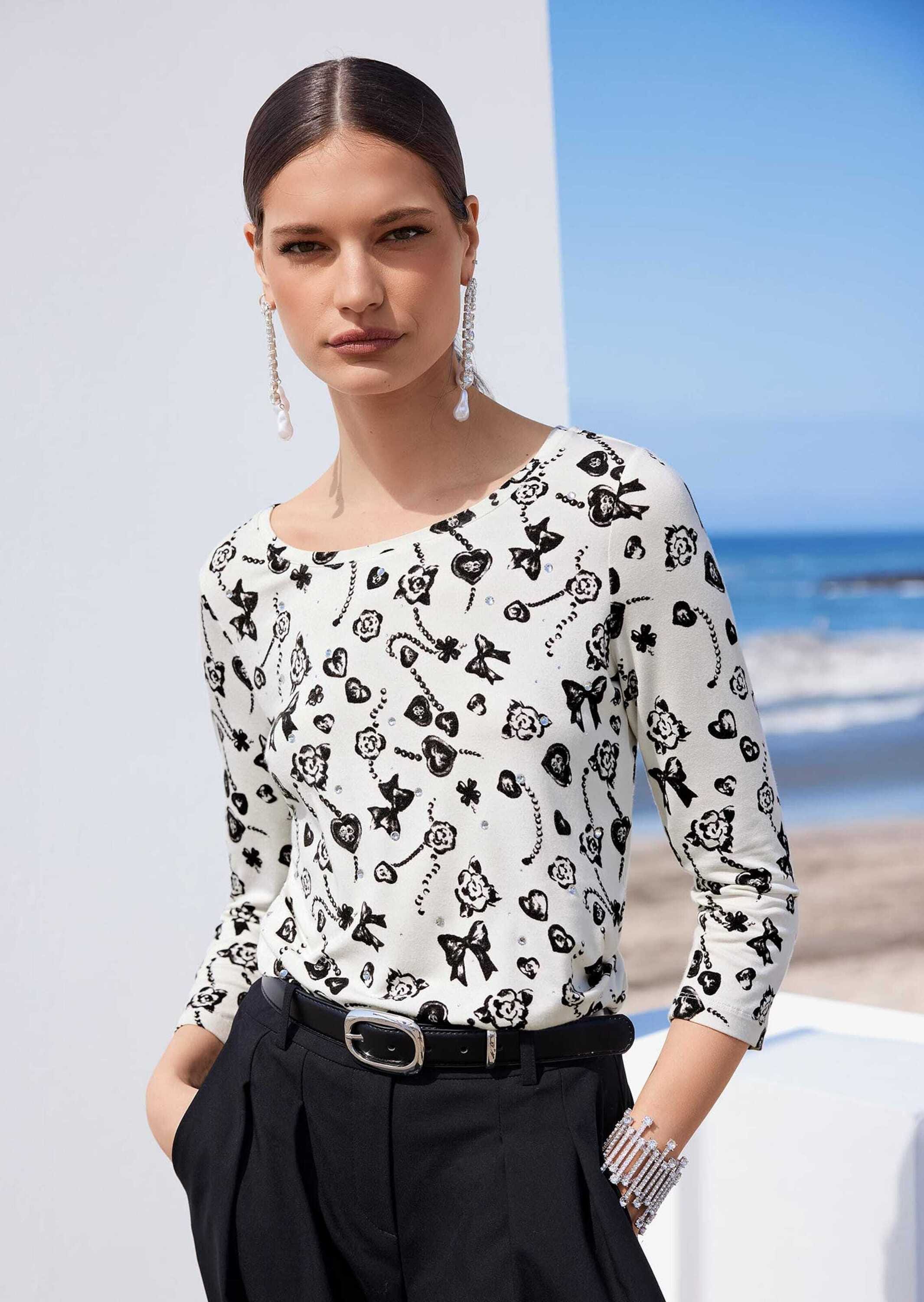 MADELEINE 3/4-Arm-Shirt »Shirt Shirt mit Fantasy-Druck und Strass«