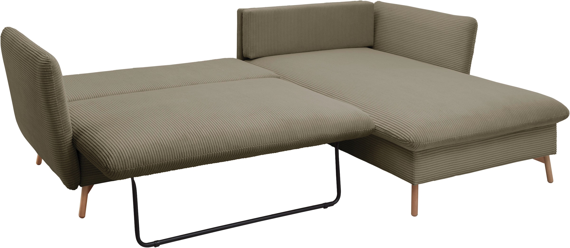 andas Ecksofa »MERLE, 258 cm, L-Form, Cord,«, mit Schlaffunktion, Liegefläche 224 x 139 cm und Bettkasten