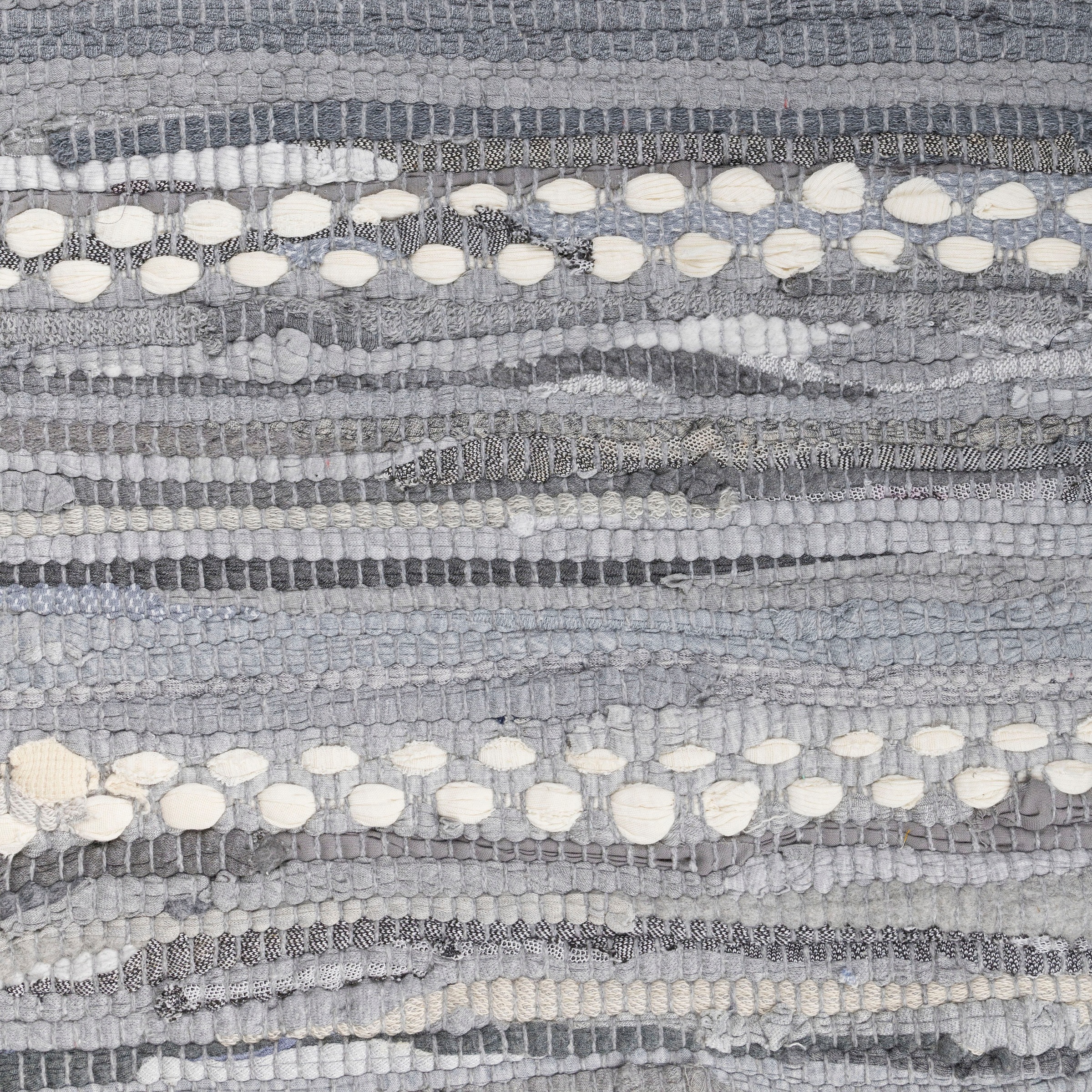 Teppich "Sharon", grau (grau, weiß), B:60cm H:10mm L:110cm, Baumwolle, Polyester, MYFLAIR MÖBEL & ACCESSOIRES, Teppiche, Teppich, Flachgewebe, Fleckerl, 90% Baumwolle, handgewebt, mit Fransen 2