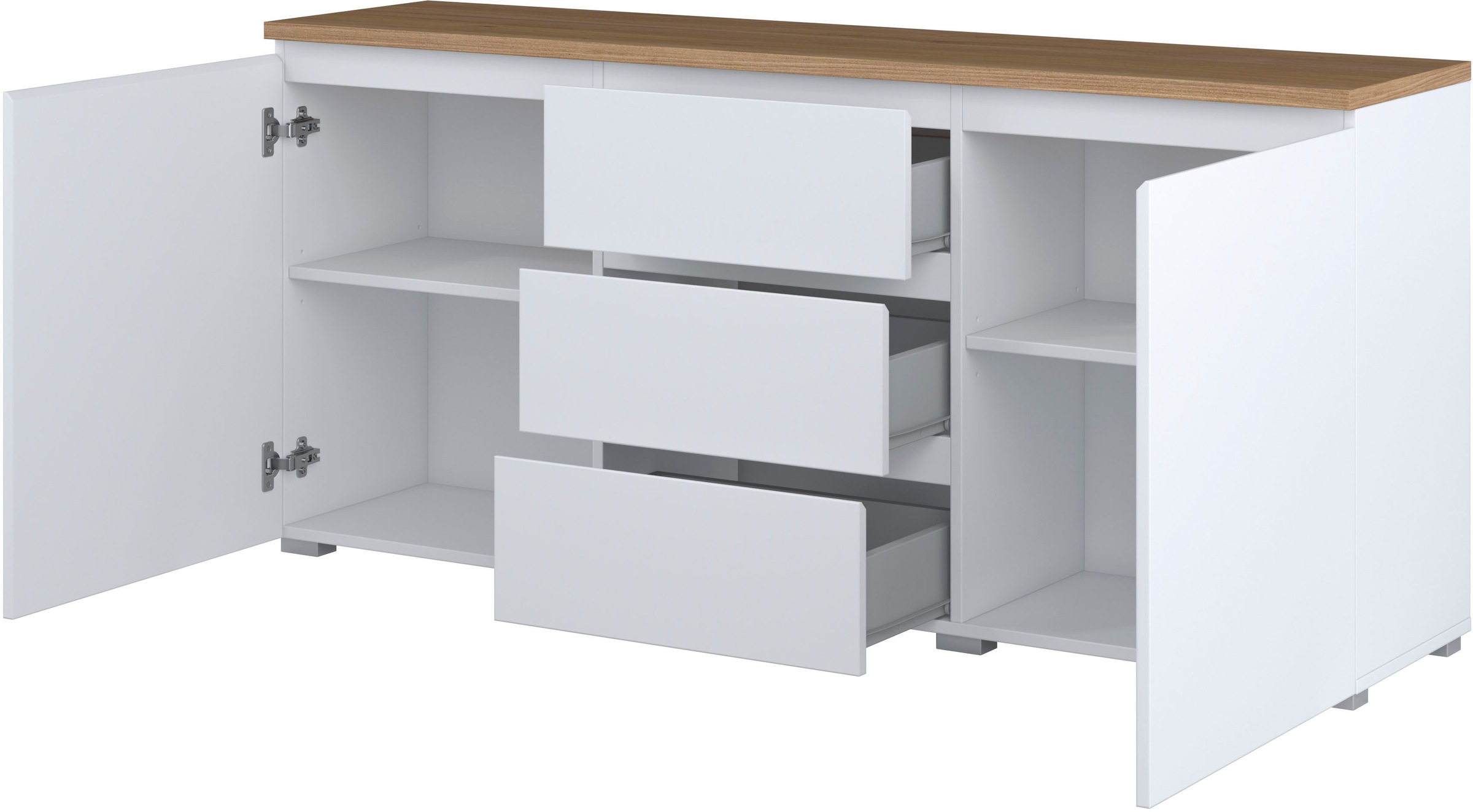INOSIGN Sideboard »Modo, Breite 150 cm, moderne grifflose Kommode 2Türen/3 SK«, Schubladenkommode mit viel Stauraum, Einlegeböden verstellbar