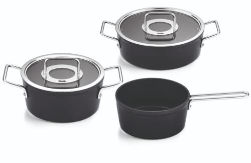 Fissler Topf-Set "Adamant", Aluminium, (Set, 3 tlg., Kochtopf 20 + Bratentopf 24 + Stielkasserolle 18cm oD), Made in Ger