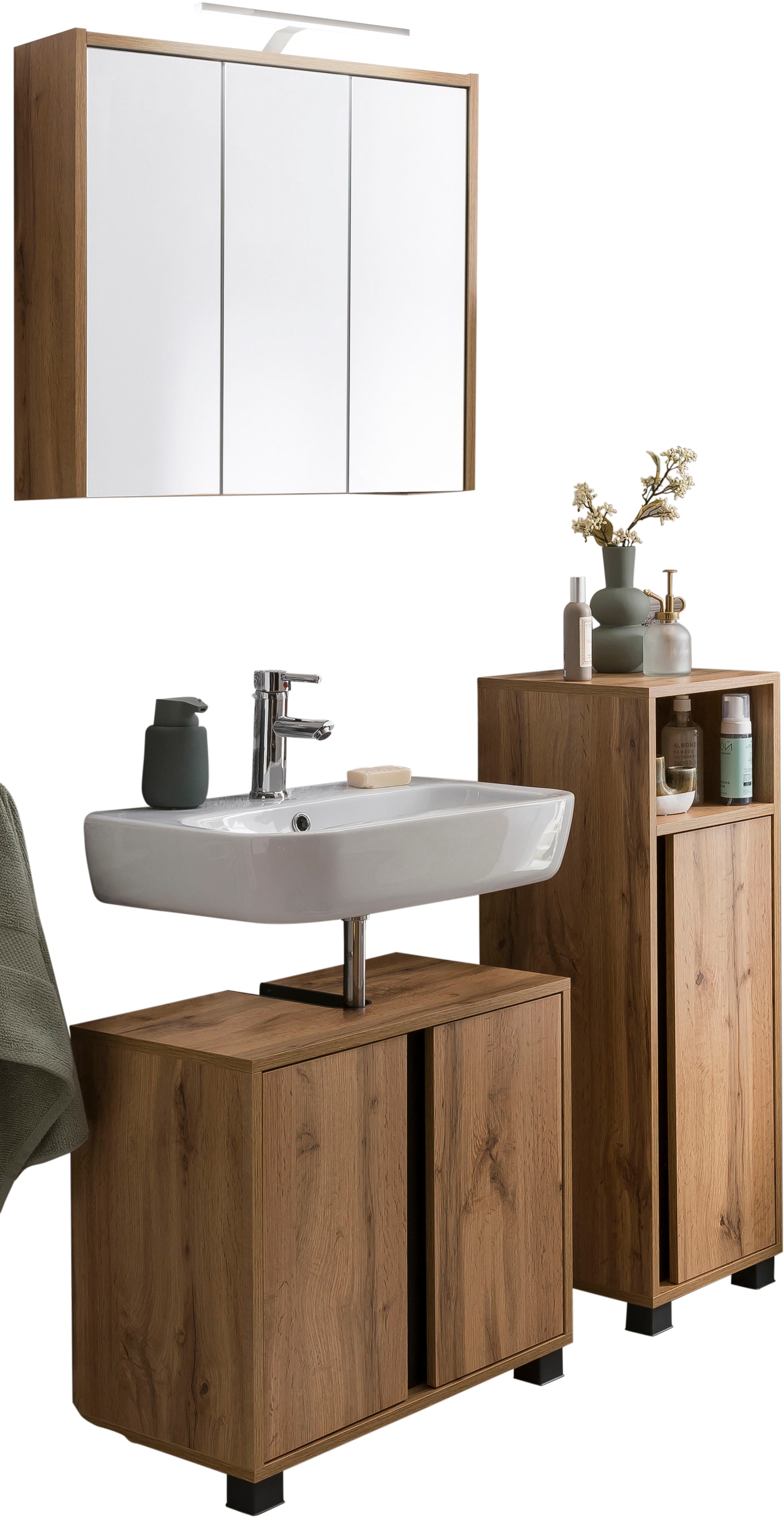 Waschbeckenunterschrank, bestehend (3 Unterschrank, | Spiegelschrank St.), INOSIGN aus »Dex«, bestellen Badmöbel-Set BAUR