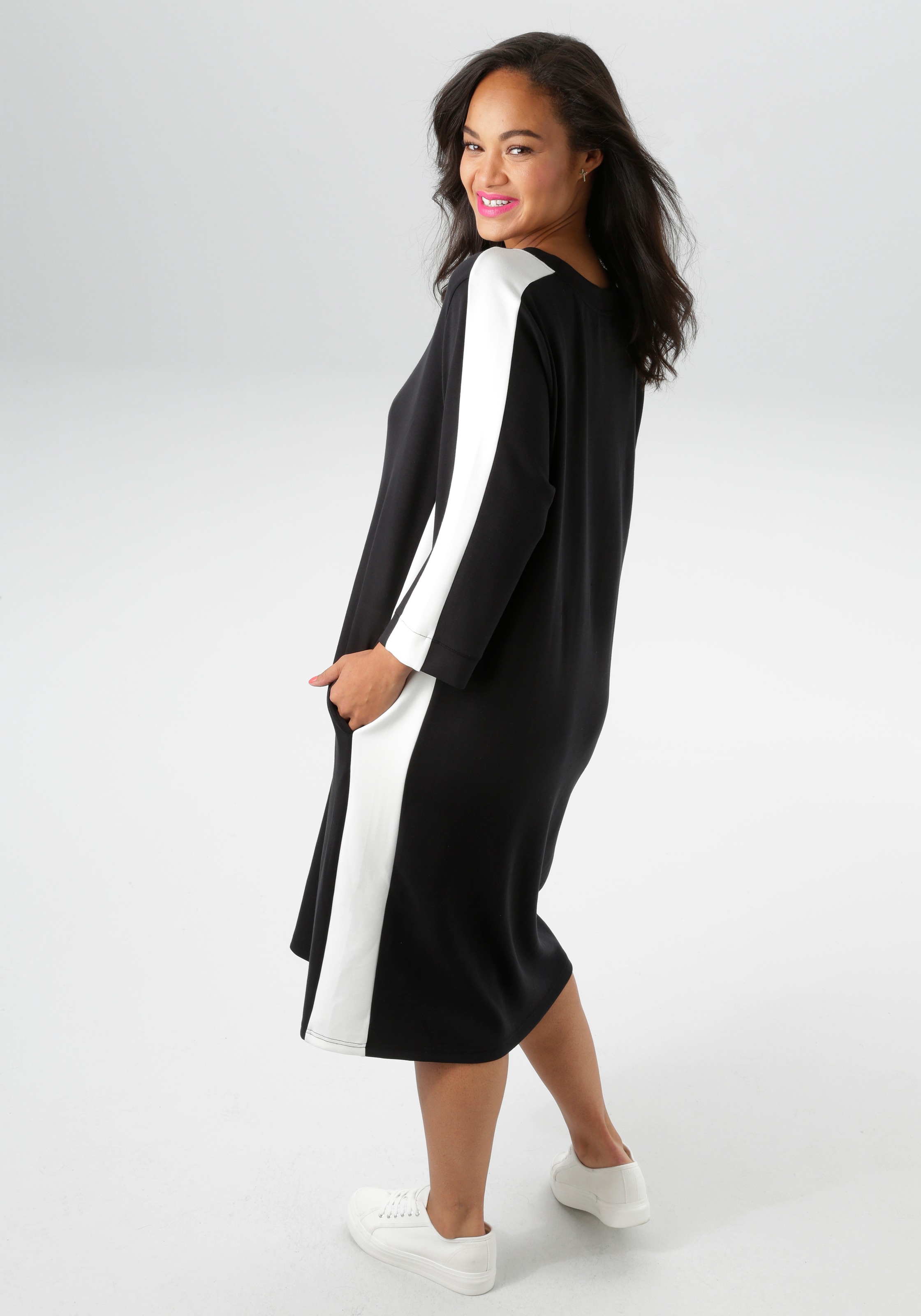 Aniston PLUS Sweatkleid Eingrifftaschen aus super weichen, elastischen Jers günstig online kaufen
