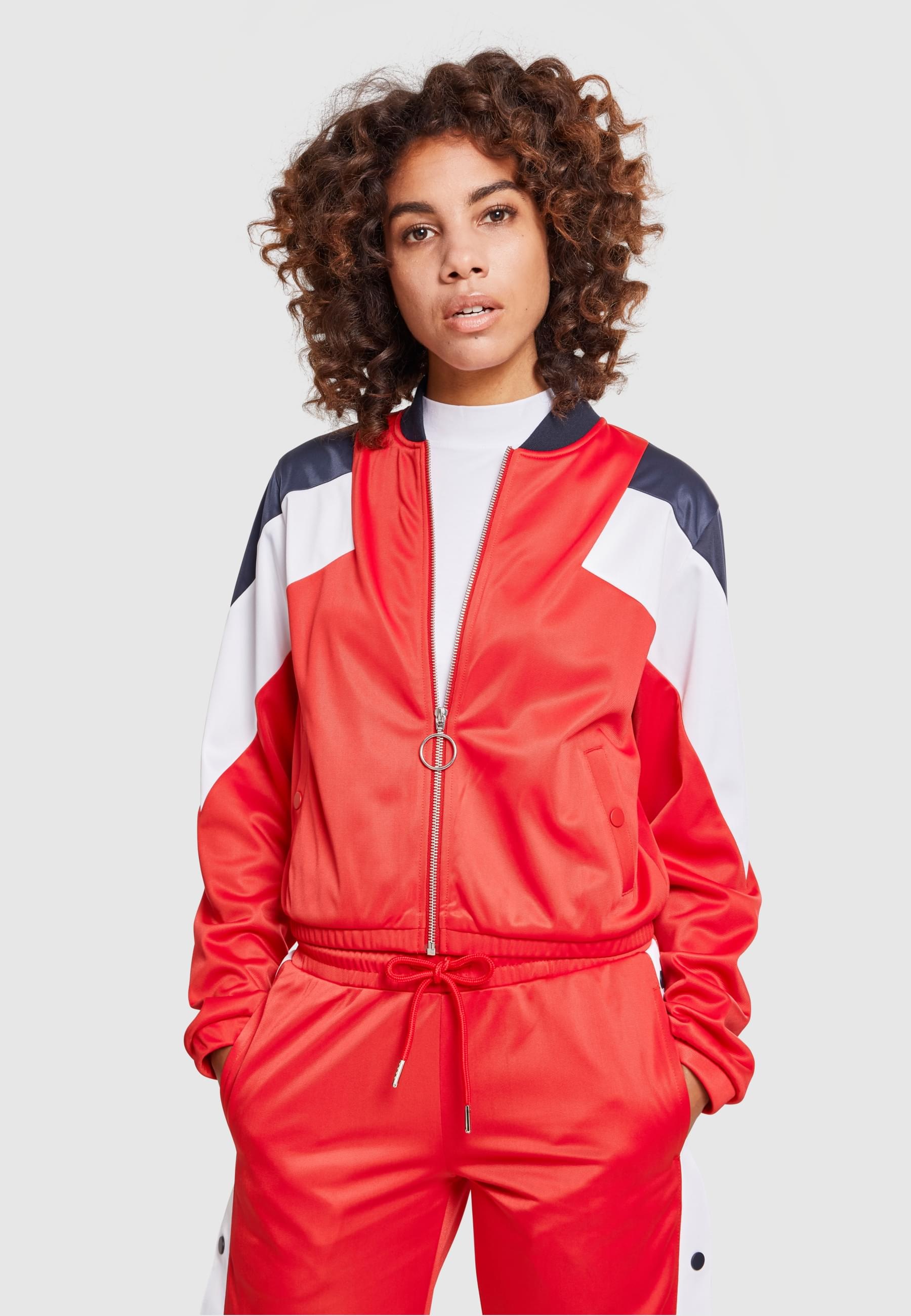 URBAN CLASSICS Allwetterjacke »Urban Classics Damen Ladies 3-Tone Track Jacket«, (1 St.), ohne Kapuze