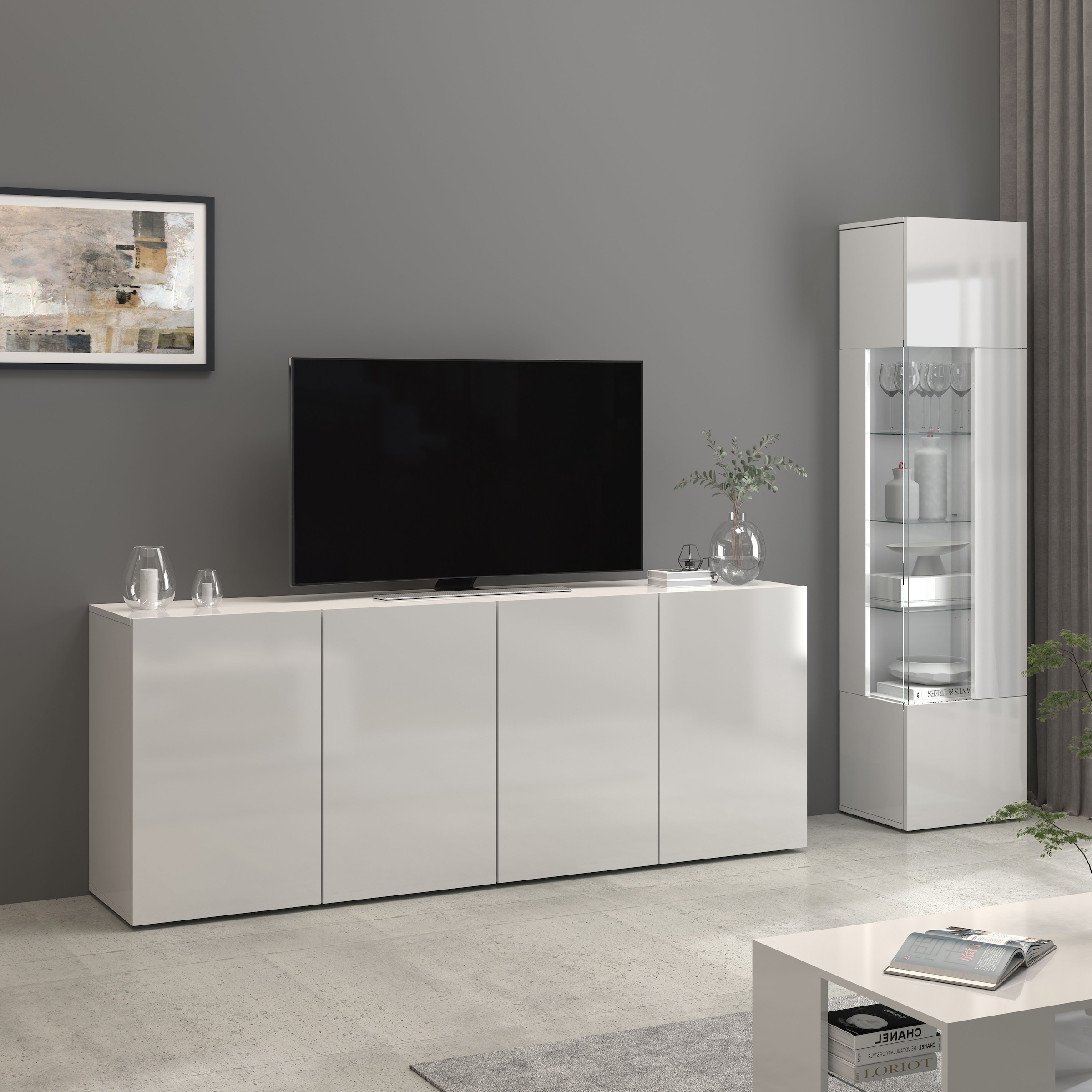 INOSIGN Vitrine »Egypt«, komplett hochglanz lackiert, 1 Glastür mit 3 Glasböden