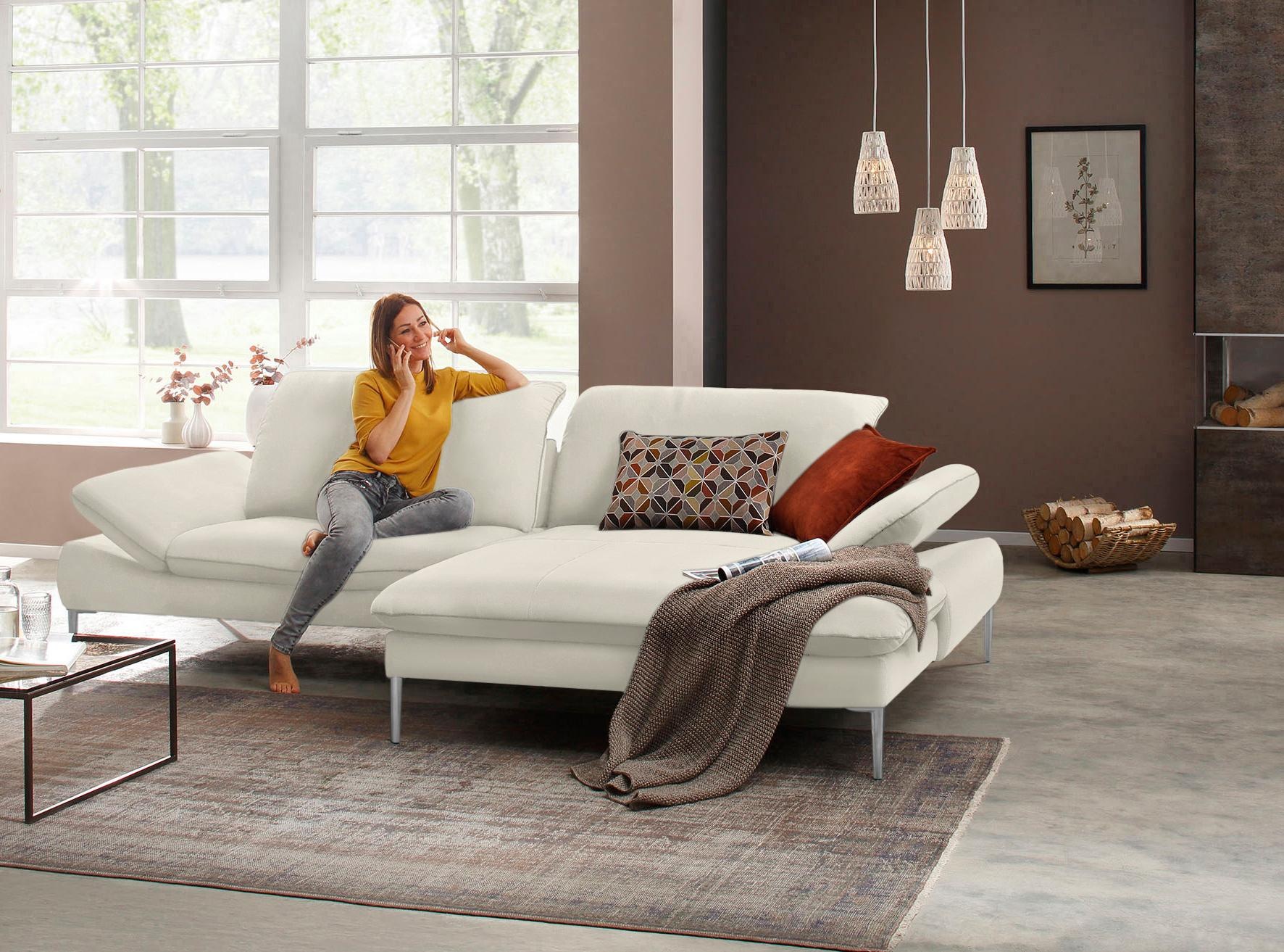 W.SCHILLIG Ecksofa »enjoy&MORE, Designsofa, elegant und bequem, L-Form«, mit Sitztiefenverstellung, Füße Chrom glänzend, Breite 294 cm