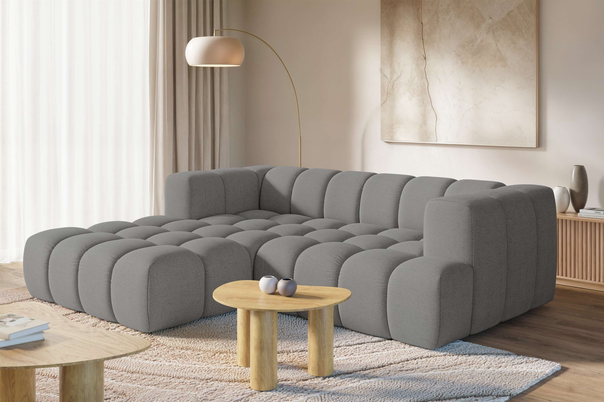 homsy by Ana Johnson Ecksofa ""XL" BOUBELLE L-Form extra tief, Design: Bubble-Optik, Breite 247cm" hoher Sitzkomfort dank Wellenunterfederung, XL Sitztiefe 100 cm