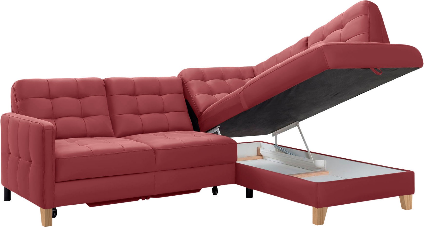 exxpo - sofa fashion Ecksofa »Elio, kompakt und komfortabel, bequem, zeitloses Design, L-Form«, wahlweise mit Bettfunktion und Bettkasten