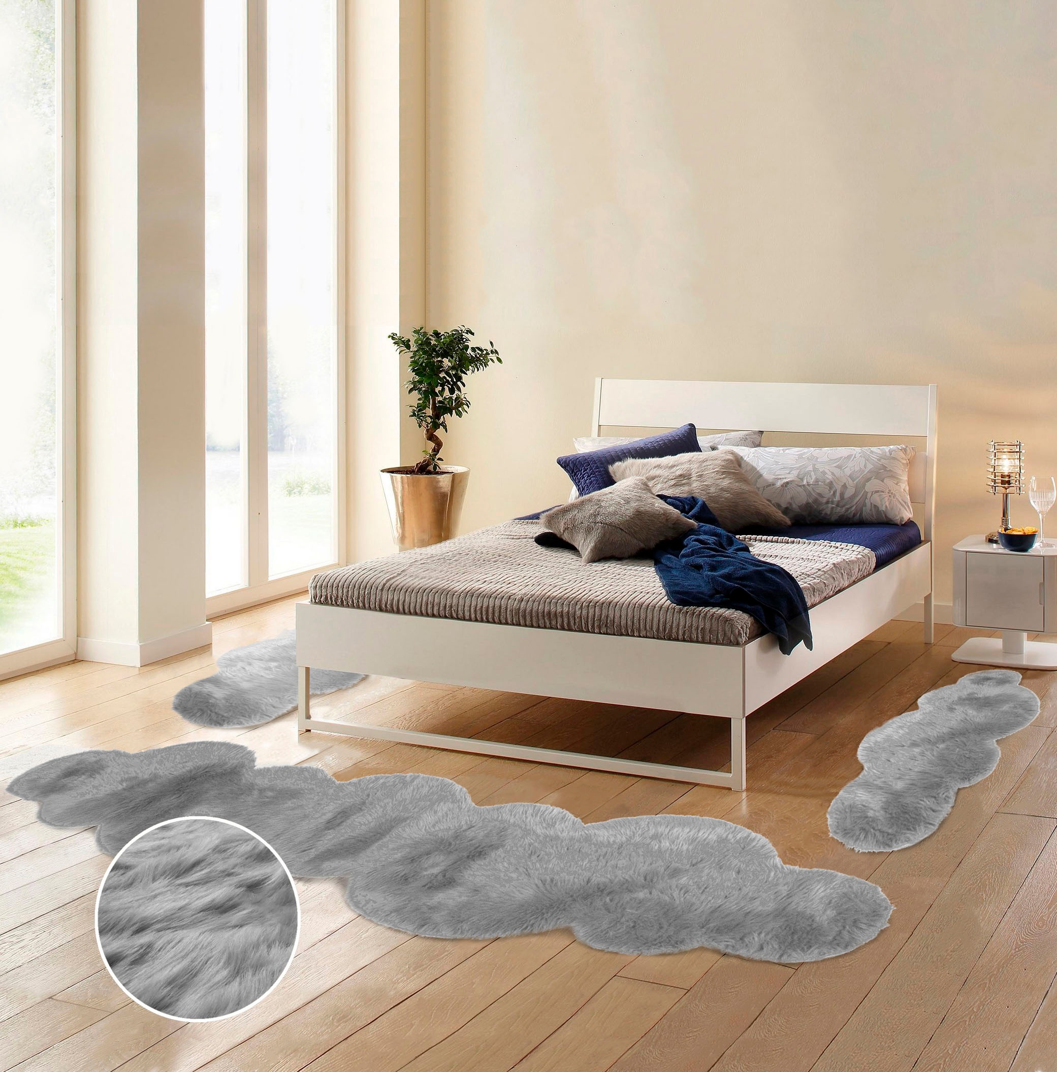 my home Bettumrandung »Valeria«, Kunstfell, Teppiche fürs Schlafzimmer, Ankleidezimmer, Wolken-Form