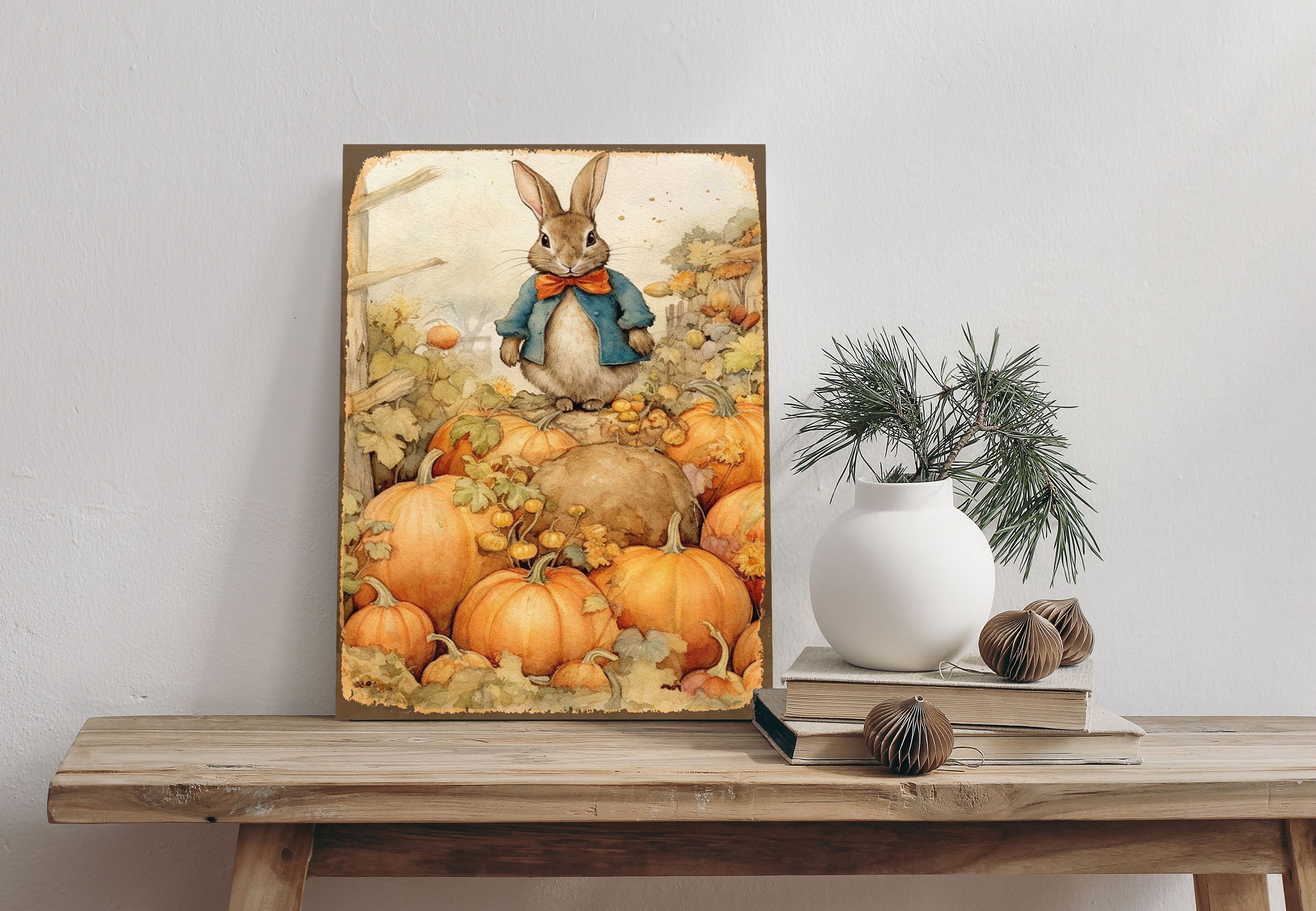 queence Alu-Dibond-Druck "Hase", Hase-Weihnachten, (1 St.), Kürbisse, Natur günstig online kaufen