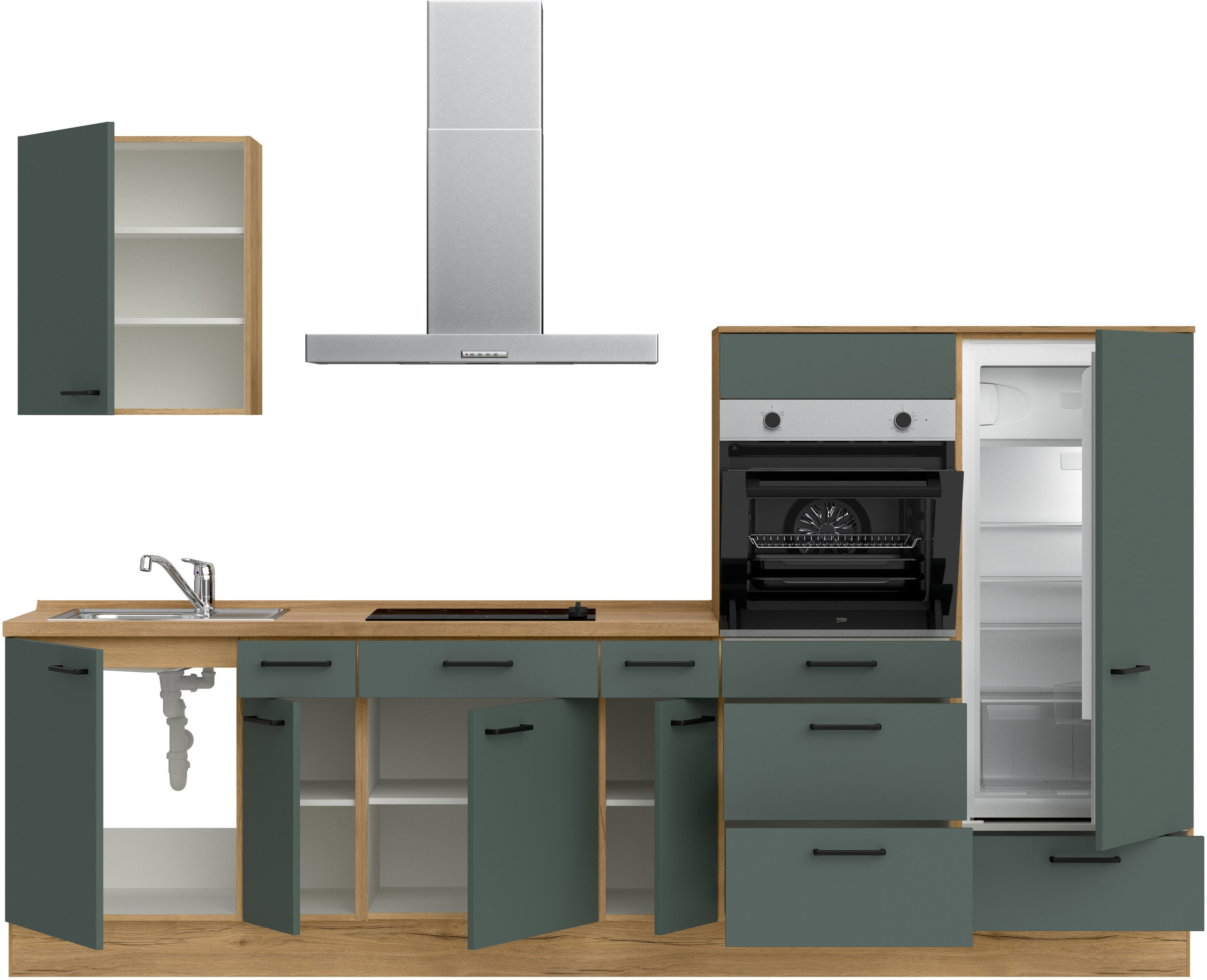 nobilia® Küchenzeile »"Easytouch I"«, vormontiert, Ausrichtung wählbar, Breite 300 cm, wahlw. mit E-Geräten
