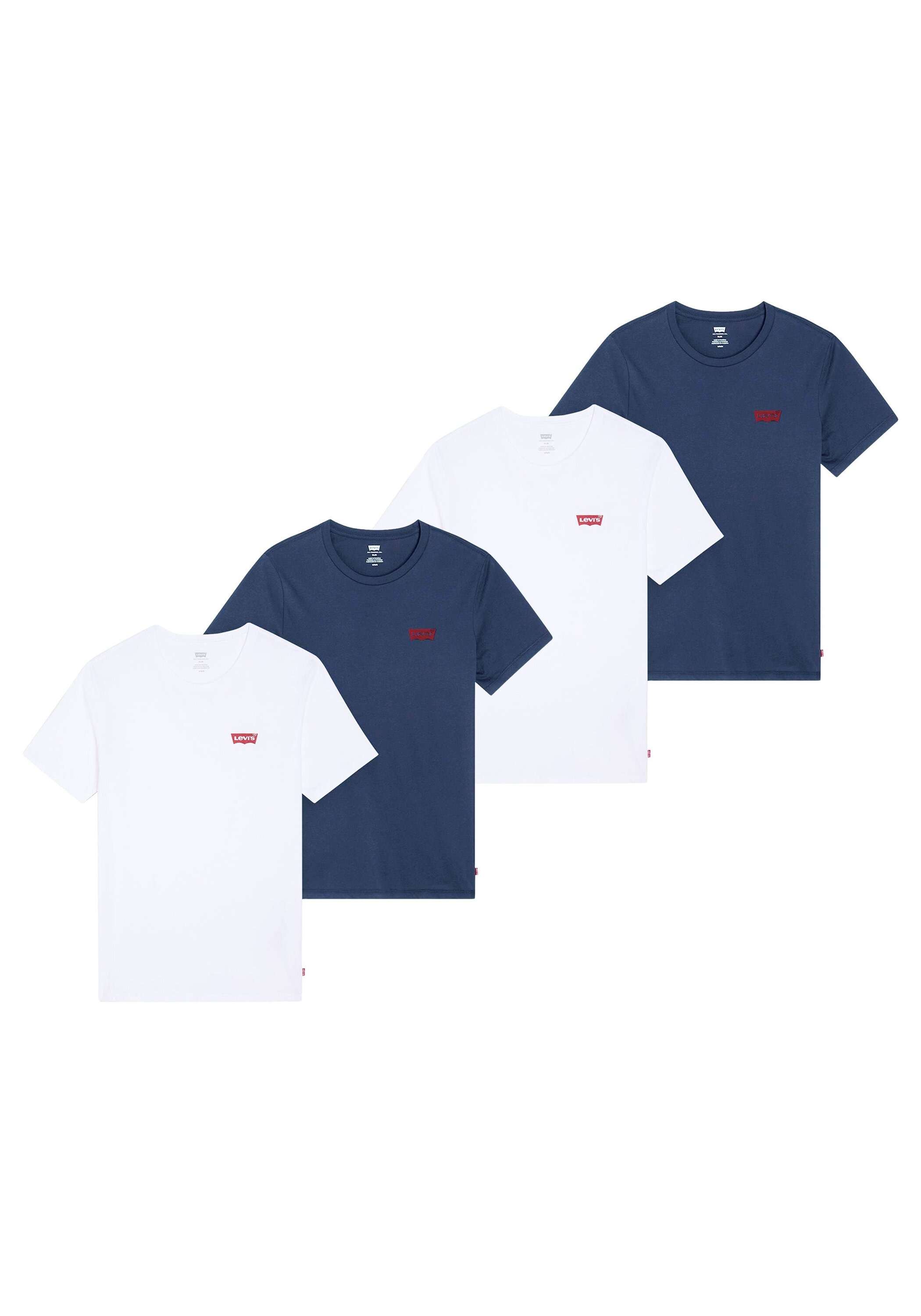 T-Shirt LEVI'S "T-Shirt The Graphic Tee 4 Pack 4er Pack", Herren, Gr. XXL, bunt (blau, weiß), Obermaterial: 100% Baumwolle CO., Shirts T-Shirt