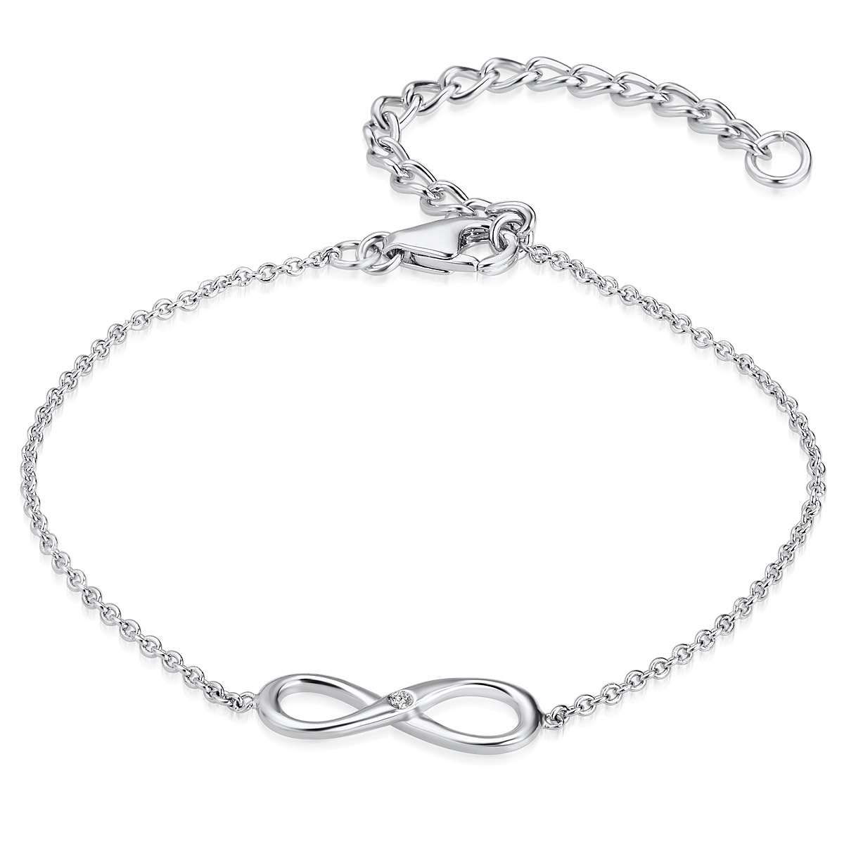 LULU & JANE Damen Gliederarmband "LJ354", Diamantensilber, weiß, Diamanten, Armbänder, Sterling Silber