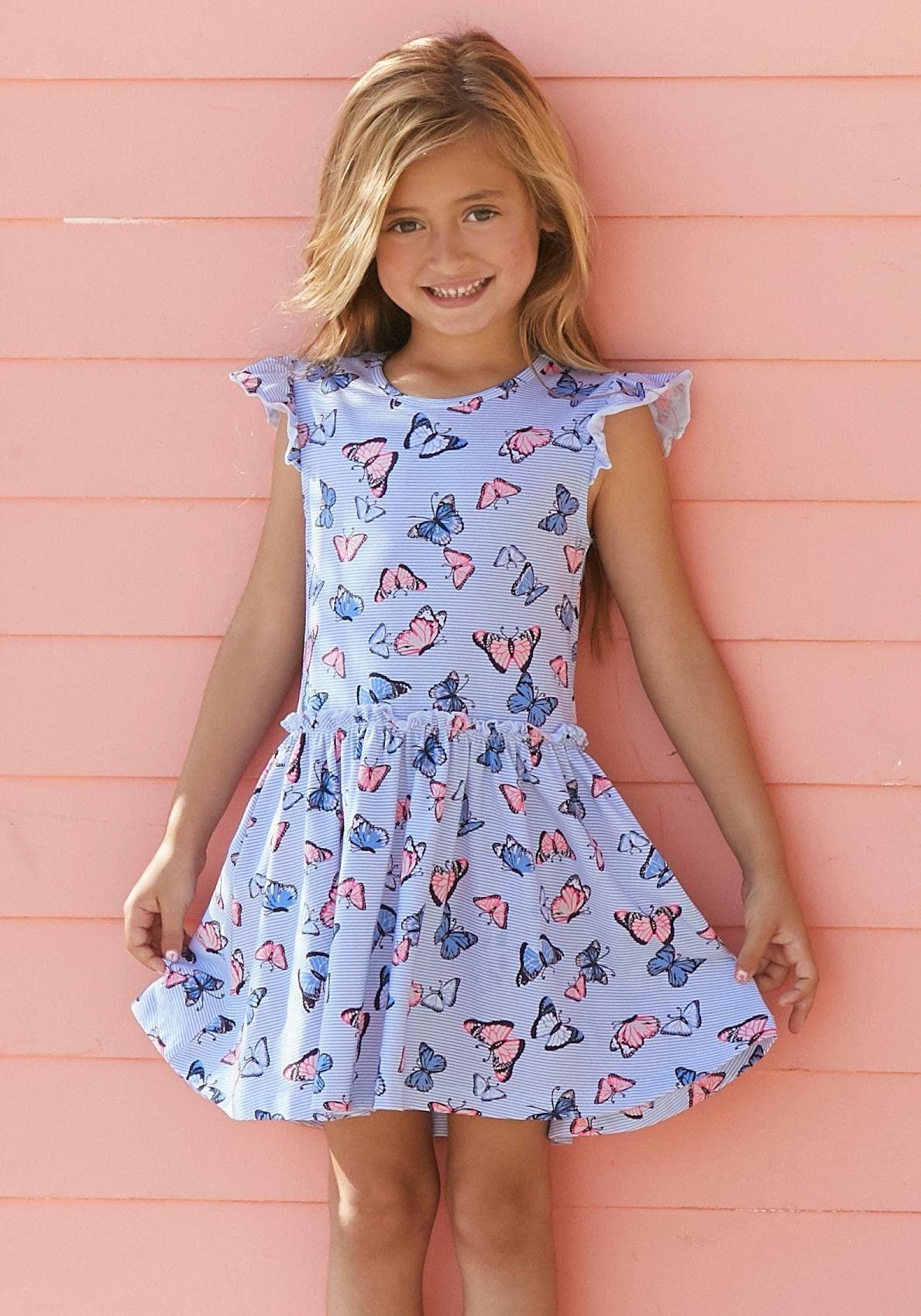 KIDSWORLD Jerseykleid, mit niedlichem Schmetterlingsmuster kaufen | BAUR