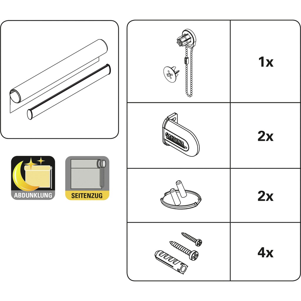 GARDINIA Seitenzugrollo »Uni-Rollo Abdunklung«, verdunkelnd