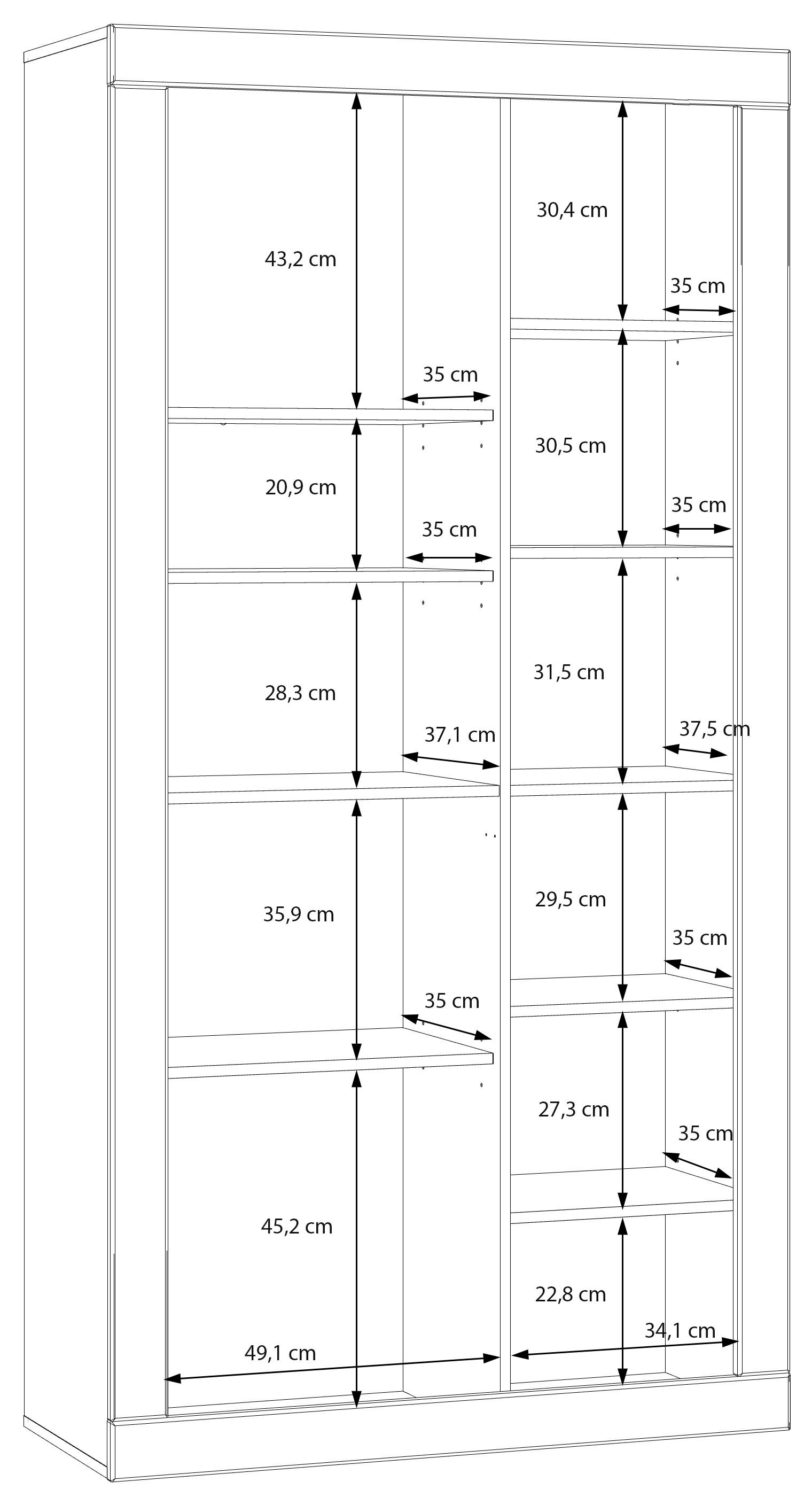 FORTE Vitrine »Lefkadas, Breite 101cm, Höhe 196cm«, Highboardvitrine, grifflose Front, breite Rahmenoptik mit Glaseinsatz