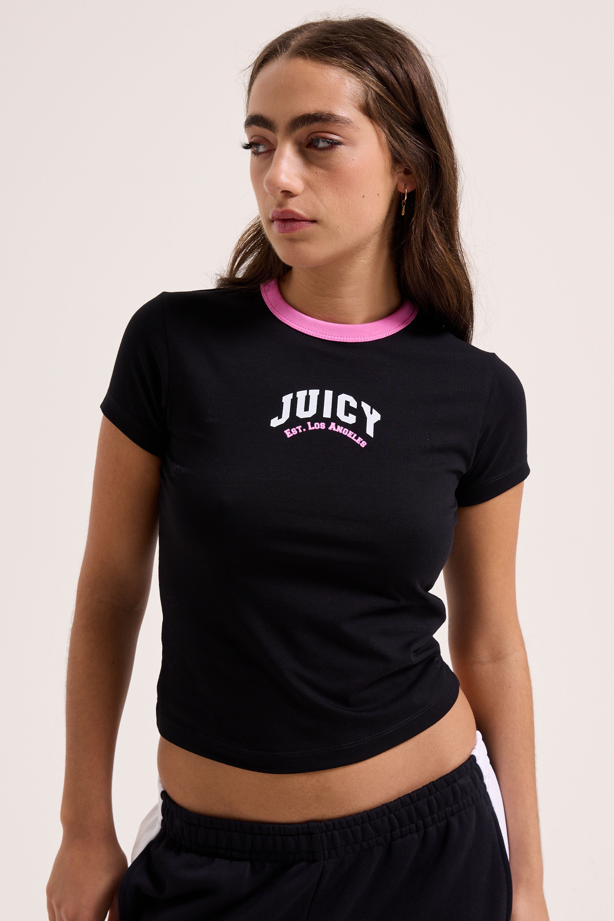 Juicy Couture T-Shirt »COLLEGIATE SPORTS RINGER TSHIRT. Damen« T-Shirt Damen, Schriftzug, Sportshirt, Logoprint, Trikot, Sale