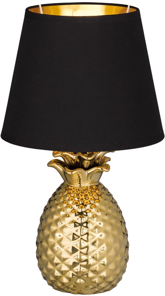 Leuchten Schreibtischlampe | Form gold, »Pineapple«, schwarz/gold, bestellen wechselbar Stoffschirm Leuchtmittel flammig-flammig, 1 TRIO BAUR Ananas