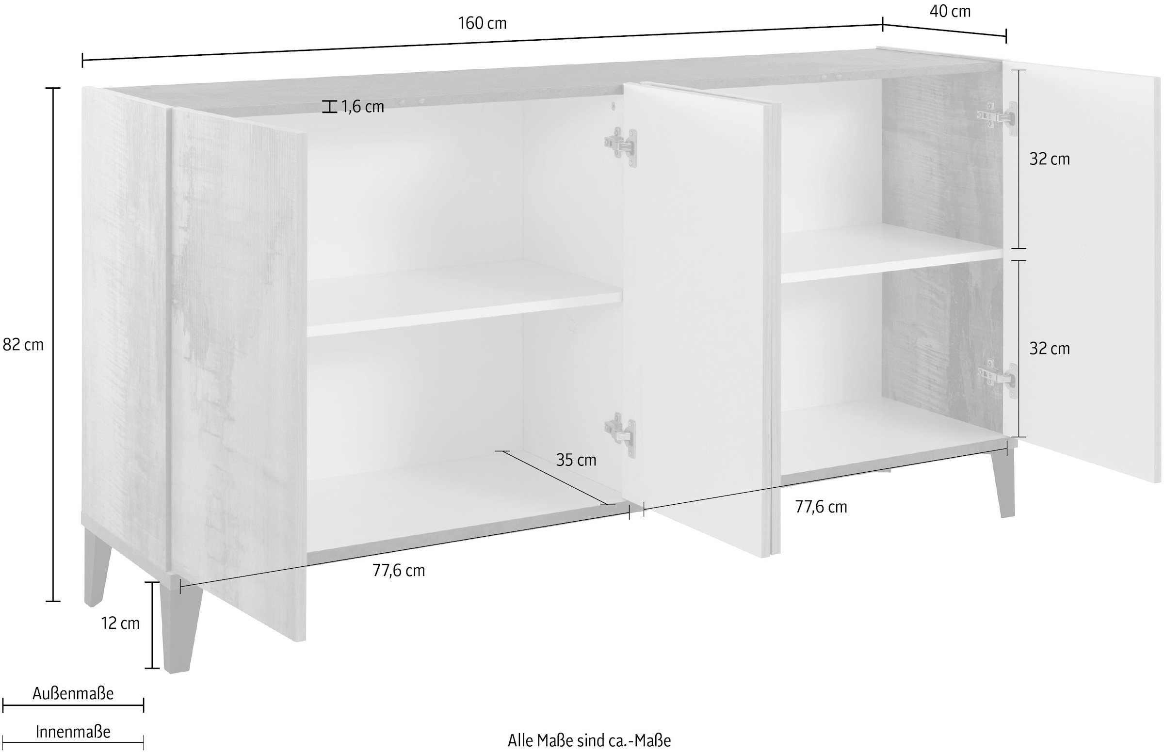 INOSIGN Sideboard »Sunrise«, Breite 160 cm