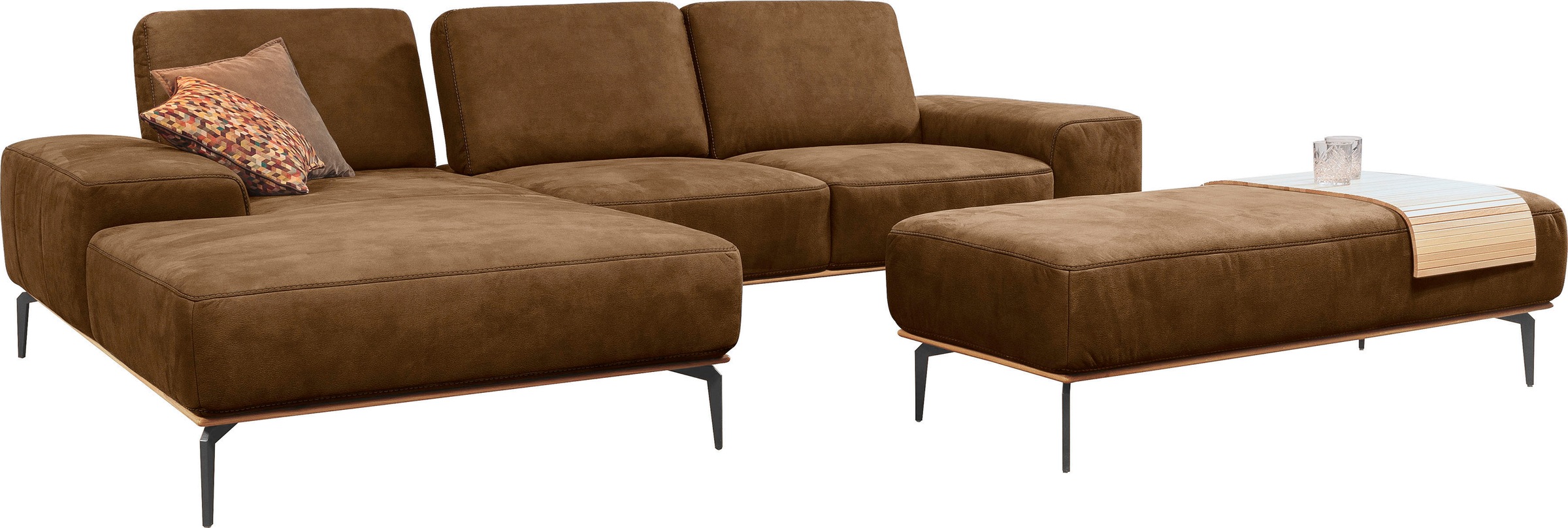 W.SCHILLIG Ecksofa »run, Designsofa mit tollem Sitzkomfort, bequem, L-Form«, mit Holzsockel, Füße in Schwarz pulverbeschichtet, Breite 299 cm