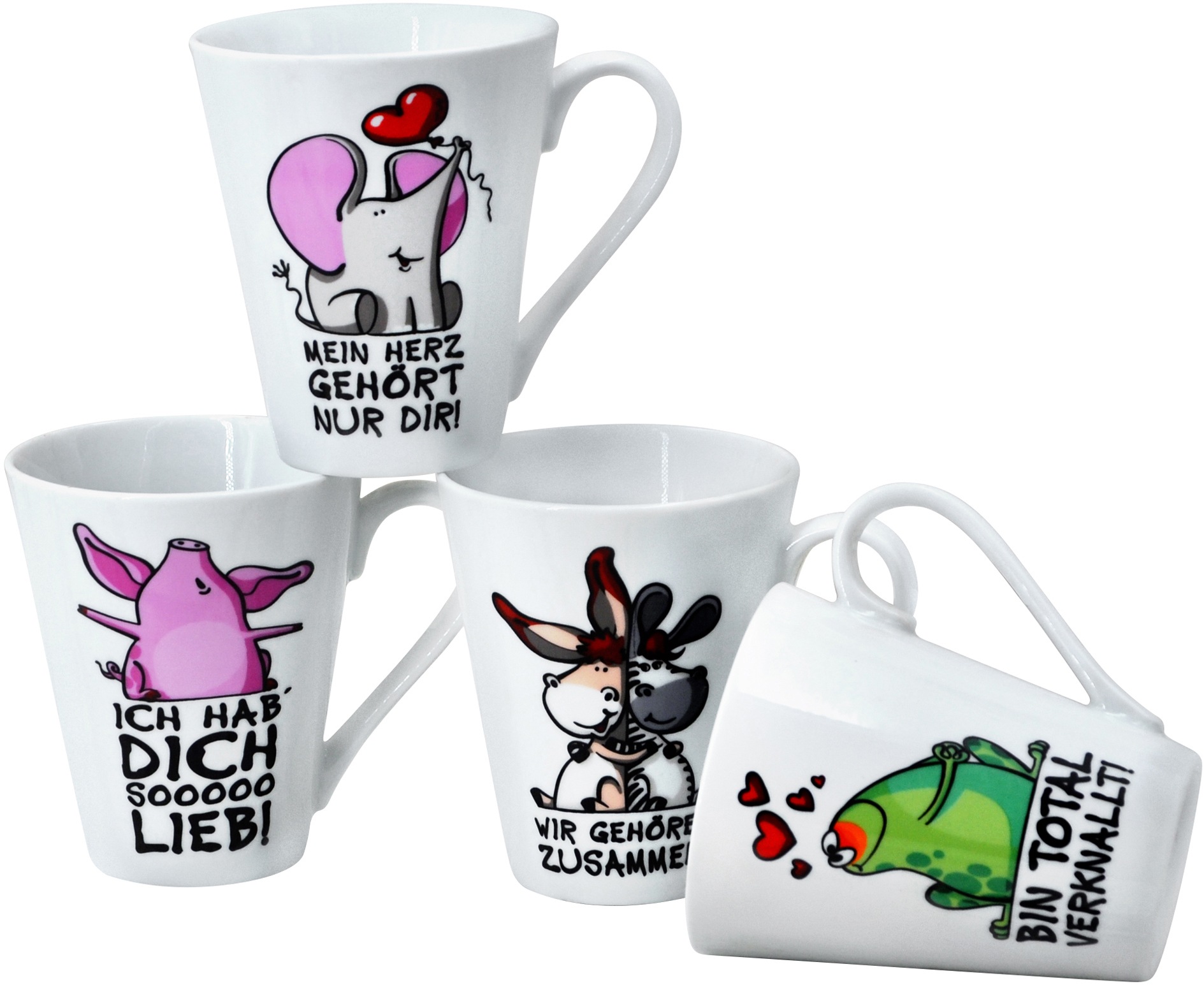 Retsch Arzberg Becher »Tierisch«, (Set, BAUR teilig mit Dekore-Sprüchen, | 4 tlg.), 4- bestellen 4