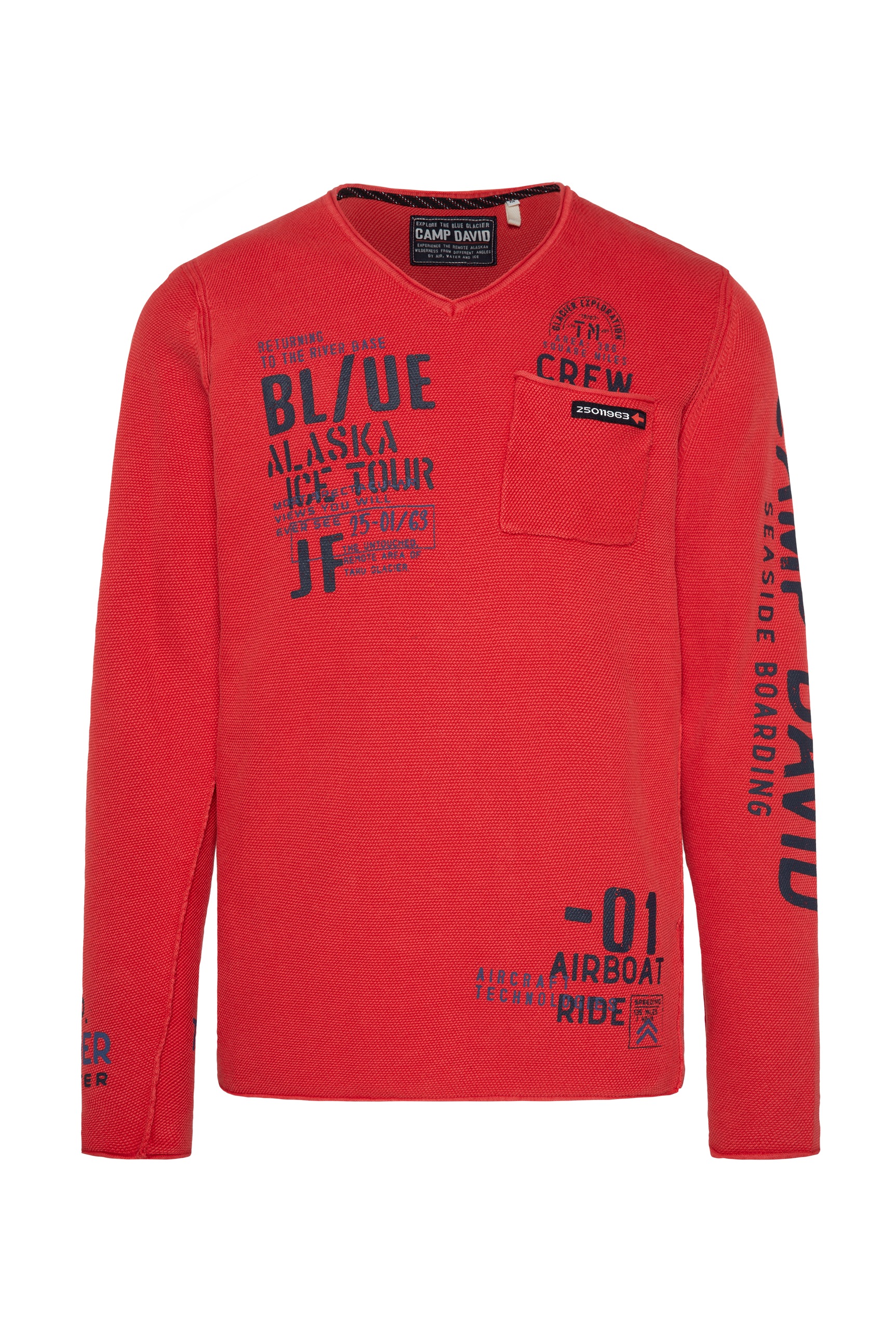 CAMP DAVID V-Ausschnitt-Pullover, mit Brusttasche