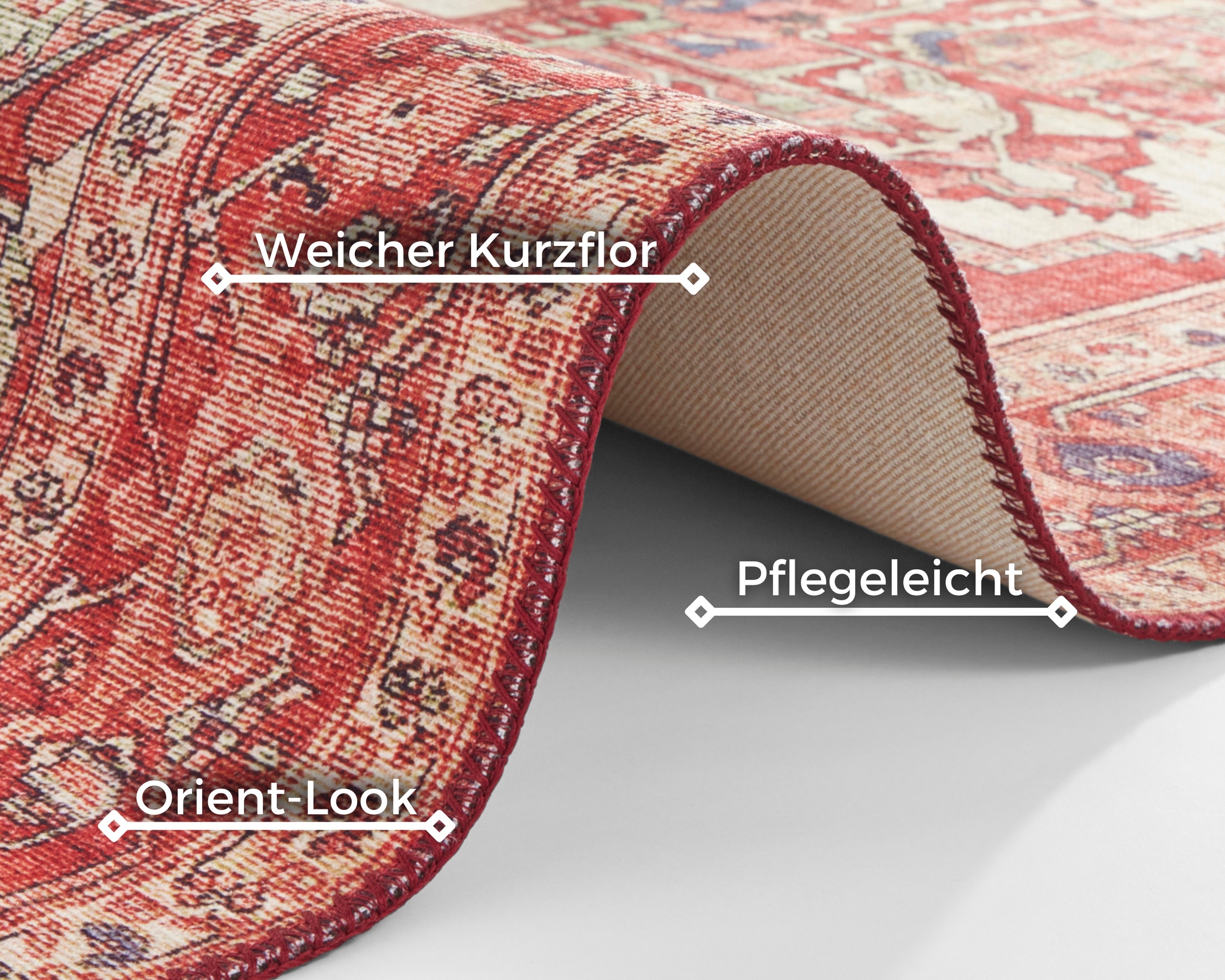 NORTHRUGS Teppich »Leta«, rechteckig, 5 mm Höhe, Orientalisch, Läufer, Kurzflor, Wohnzimmer, Schlafzimmer, Esszimmer