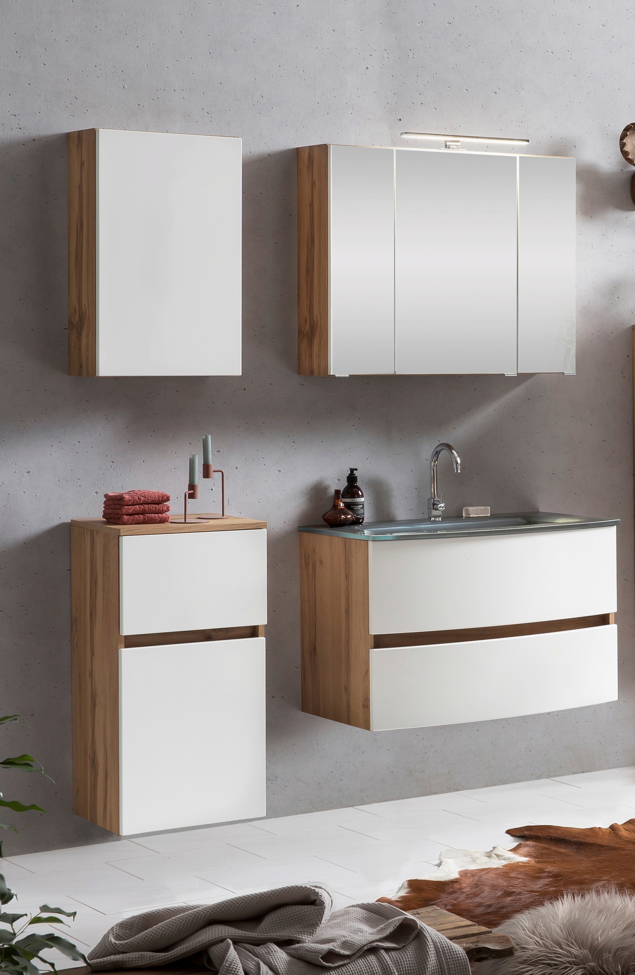 welltime Badezimmer-Set »Kaunas«, (Set, 4 St.), Breite 120 cm, Soft Close Funktion
