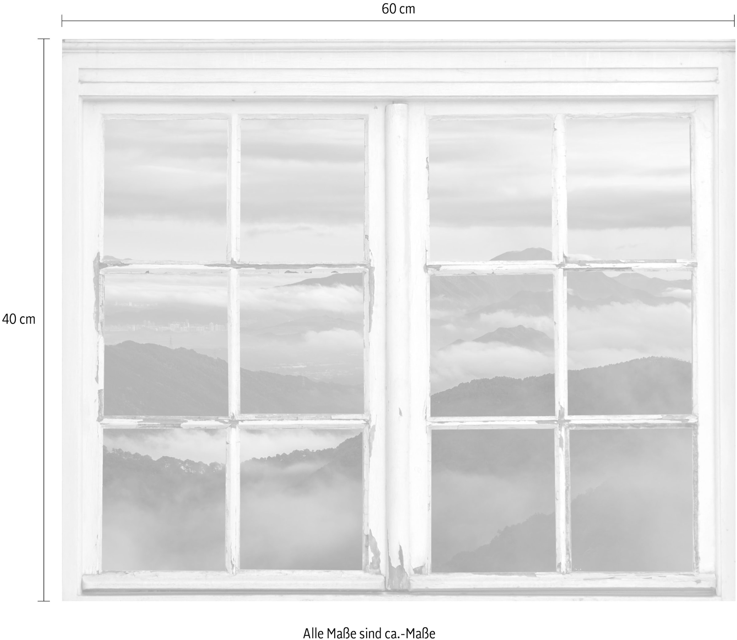 queence Wandsticker »Nebelige Berge«, Wandsticker, Wandbild, selbstklebend, 3D, Fenster