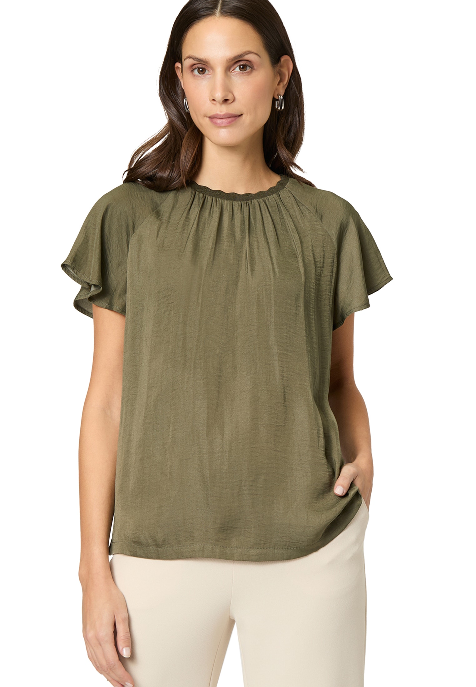 Zero Shirtbluse "zero Damen Blusenshirt mit kurzen Rüschenärmeln" günstig online kaufen