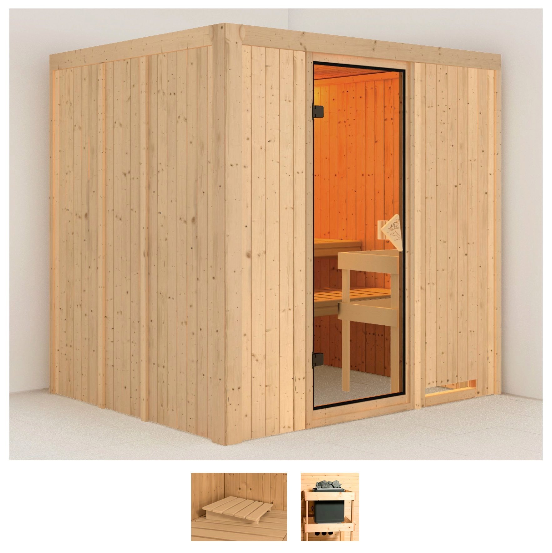KARIBU Sauna "Dima", ohne Ofen, (ohne Ofen), beige, Saunen, ohne Ofen