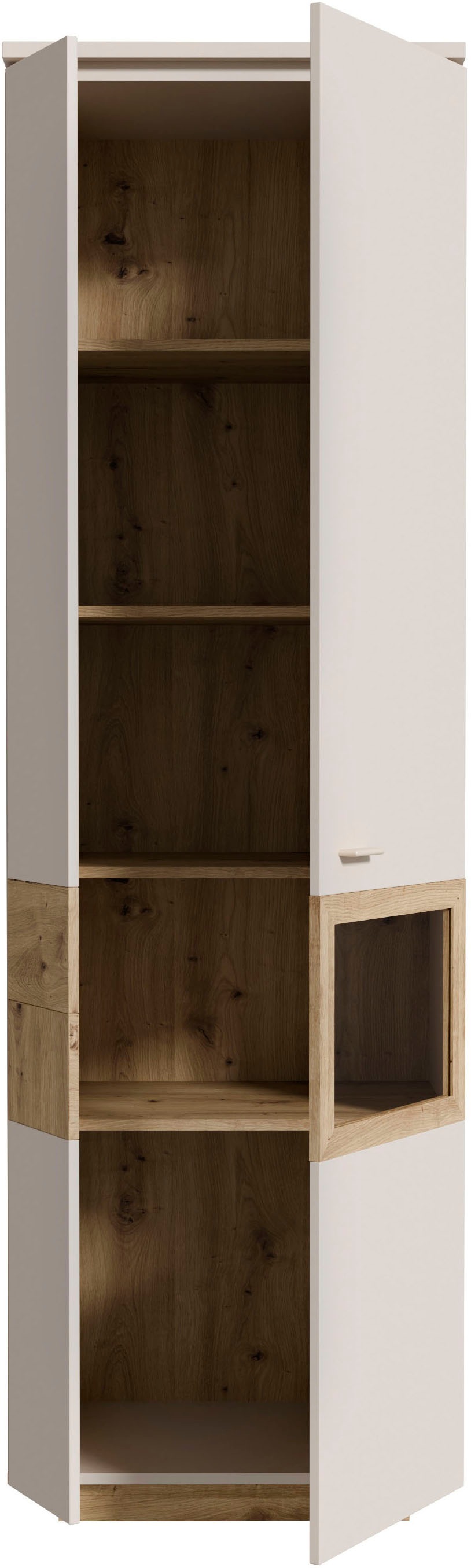 FORTE Vitrine »Louoto, Stauraumvitrine, Standvitrine, Stauraumschrank«, Türanschlag rechts oder links wechselbar, mit Soft Close, Höhe 197,2cm
