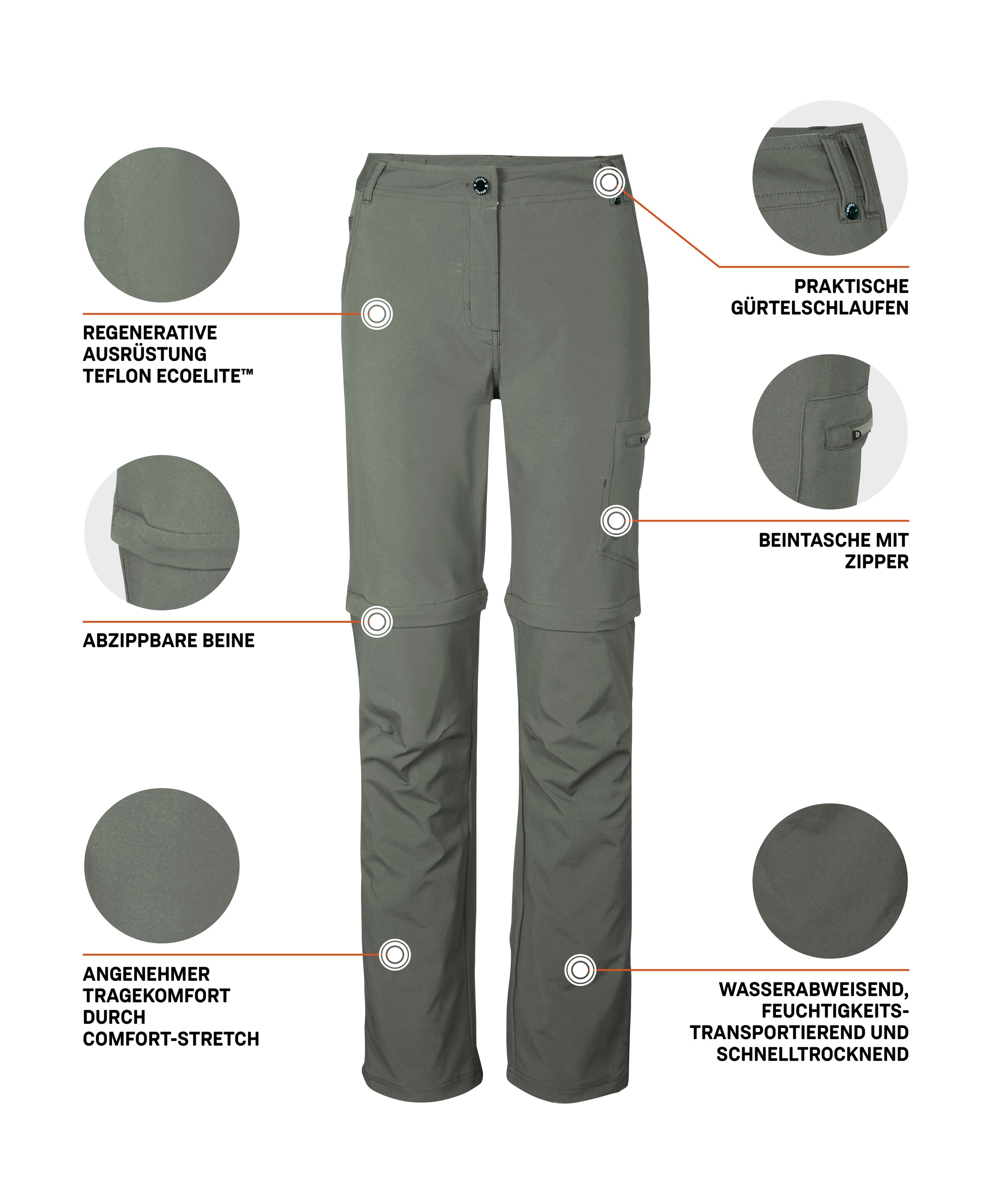 Killtec Zip-off-Hose »KOS 5 WMN PNTS«  Abzippbare, wasserabweisende Funktionshose mit Stretch und Taschen
