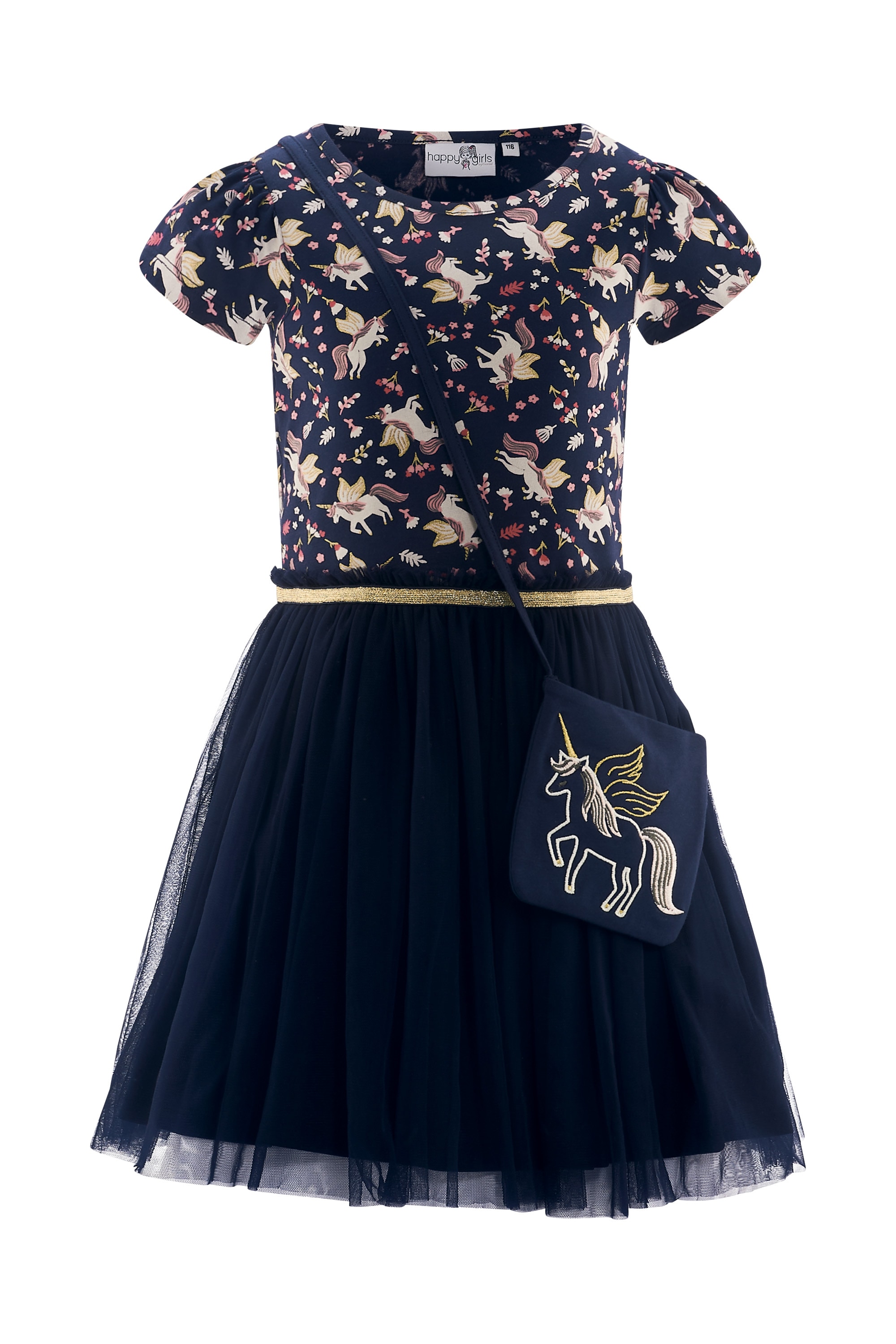 Sommerkleid HAPPY GIRLS "Mädchenkleid", Mädchen, Gr. 104, EURO-Größen, navy, Stoff, 100% Polyester, normal, Kleider Sommerkleid