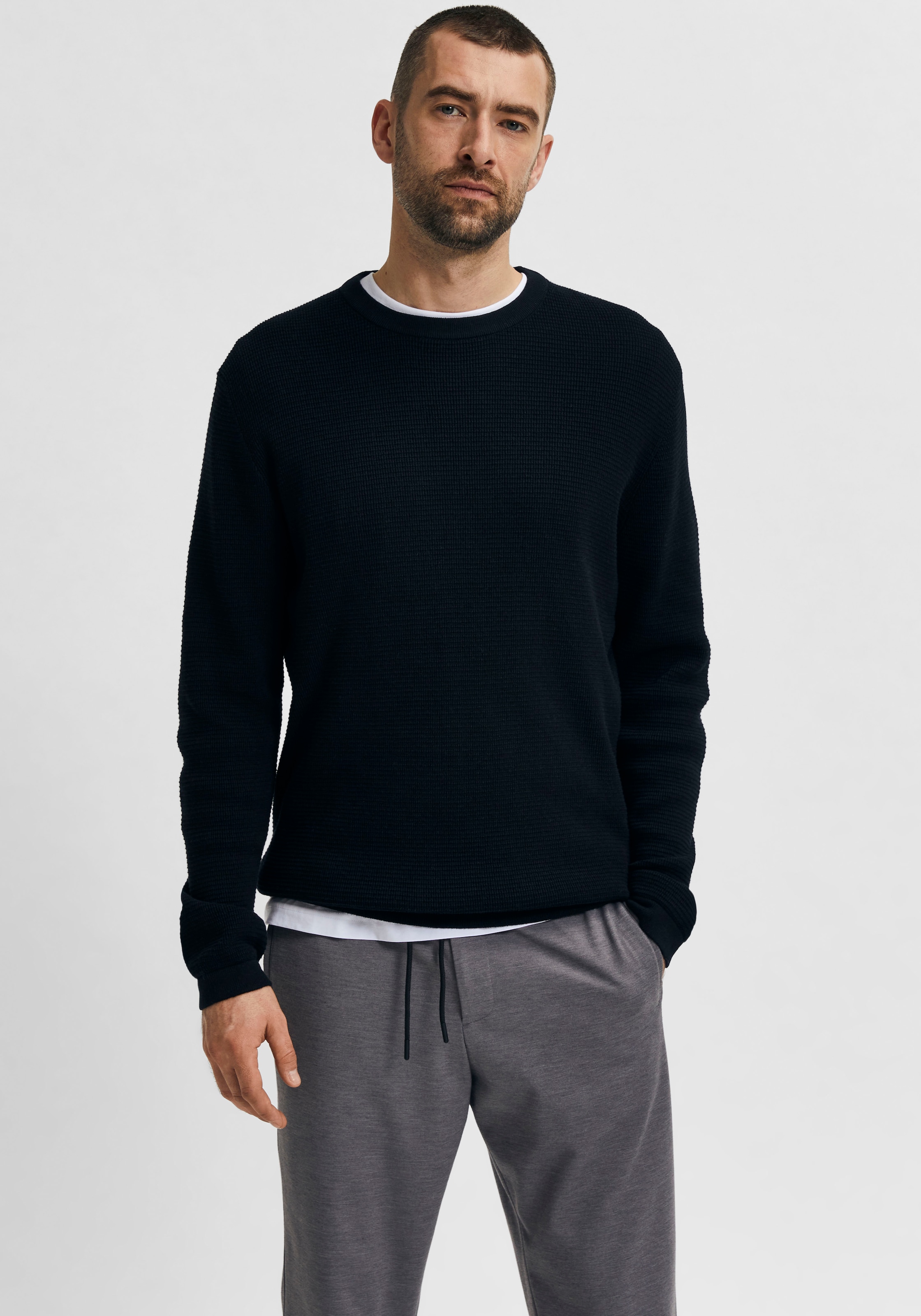 SELECTED HOMME Rundhalspullover »ROCKS KNIT CREW NECK«