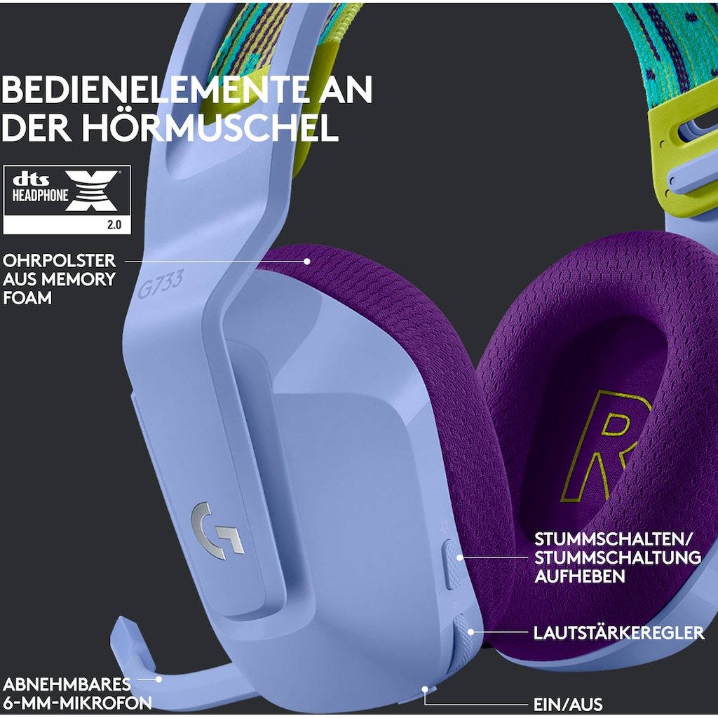 Logitech G Gaming-Headset »G733 LIGHTSPEED Wireless RGB«, WLAN (WiFi), Mikrofon abnehmbar