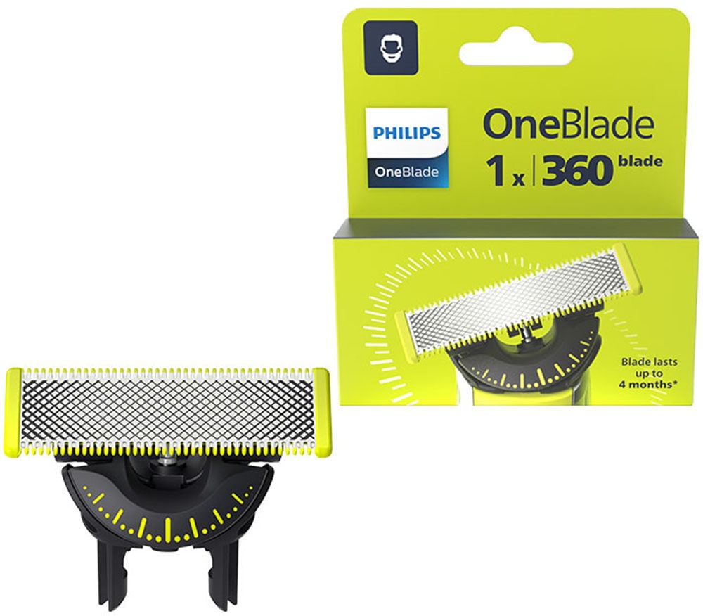 PHILIPS Ersatzscherteil "OneBlade 360", silber, Edelstahl, Scherköpfe, 360-Grad-Klinge, nass und trocken einsetzbar, hält bis zu 4 Monate