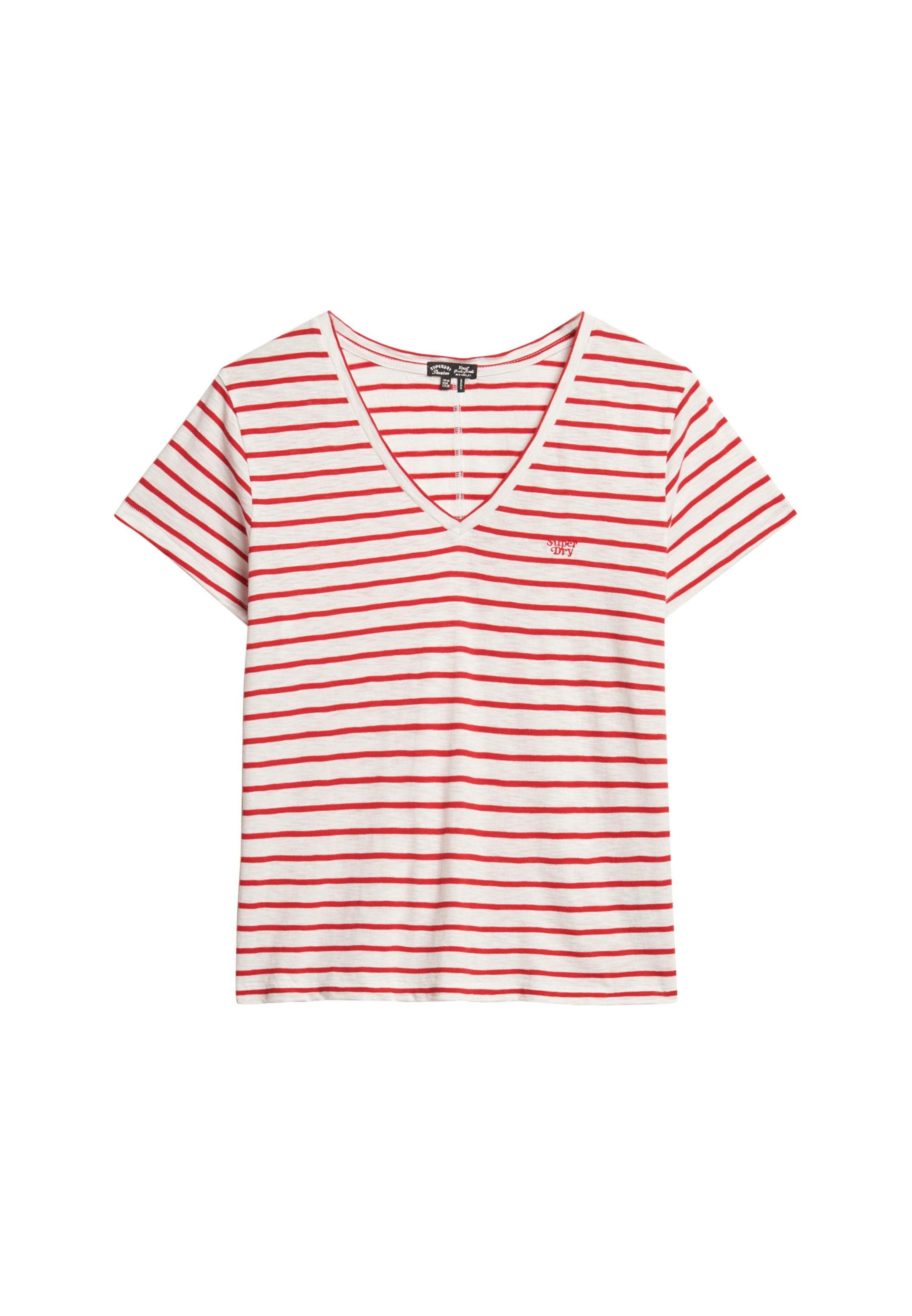 Superdry V-Shirt »STUDIOS SLUB EMB VEE TEE«, strukturiertes T-Shirt mit V-Ausschnitt und Stickerei