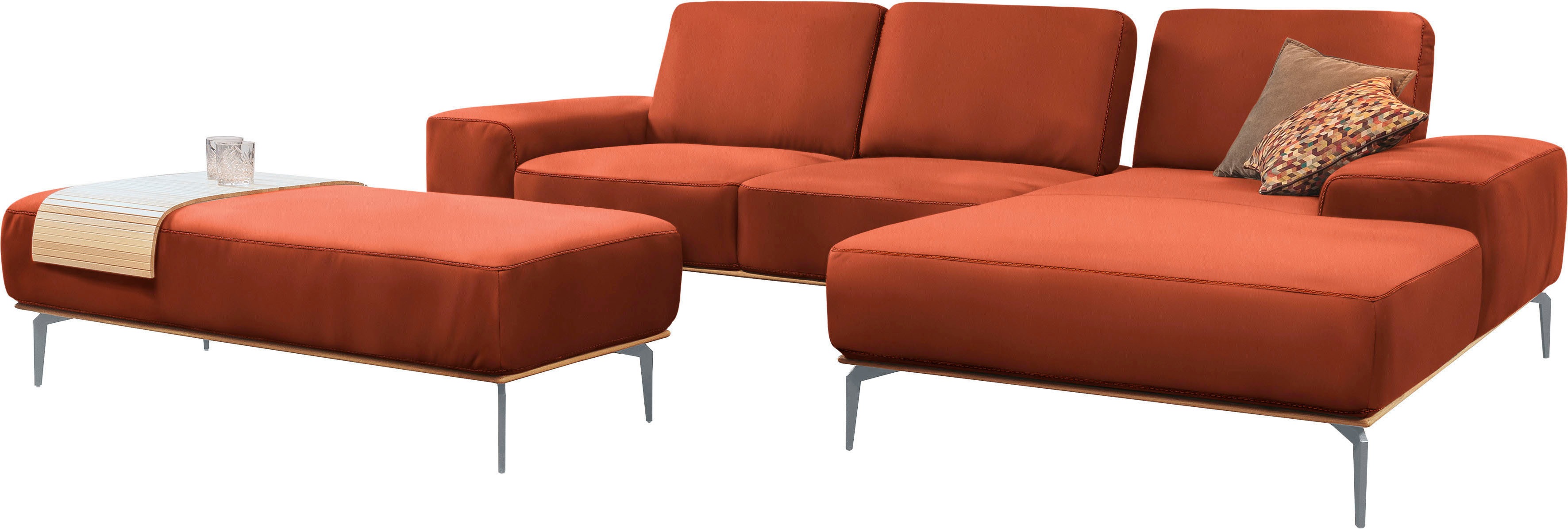 Thumbnail - W.SCHILLIG Ecksofa "run, Designsofa mit tollem Sitzkomfort, bequem, L-Form", mit elegantem Holzsockel, Füße in Silber ma...