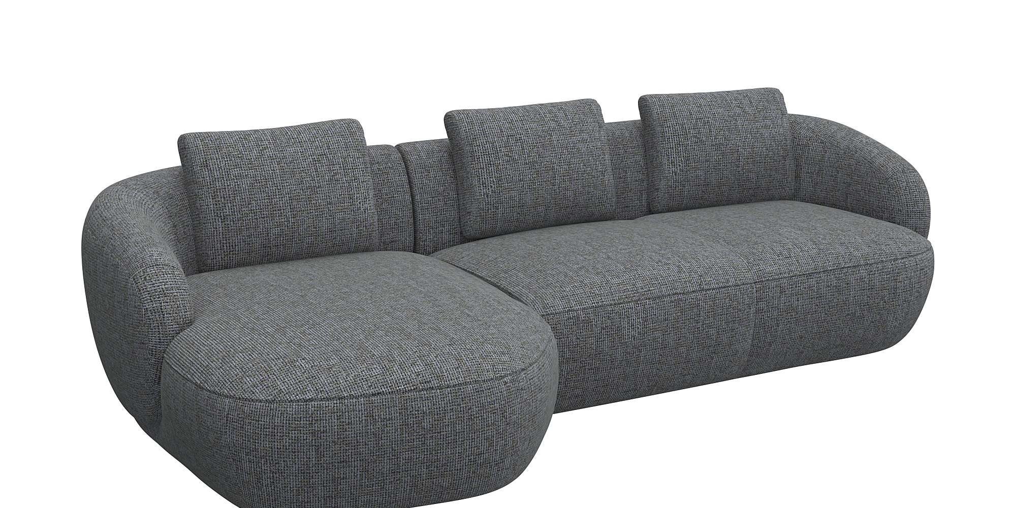 FLEXLUX Wohnlandschaft »Torino, rund, L-Form, Sofa-Ecke mit Recamiere, Longchair-Sofa«, Modernes, organisches Sofa-Design, Kaltschaum, Wellenunterfederung