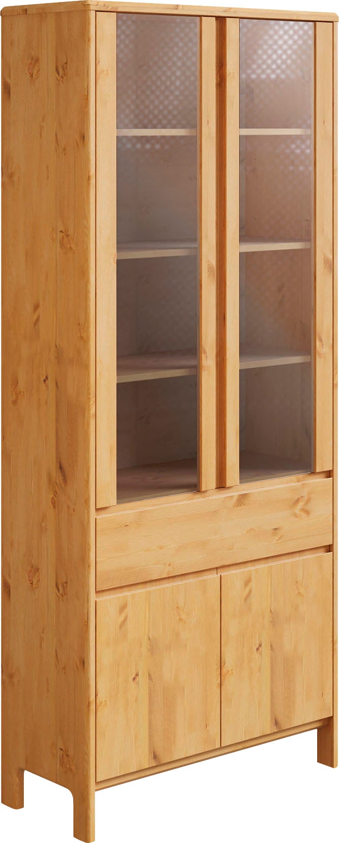 Home affaire Vitrine »Luven«, zertifiziertes Massivholz, Höhe 192 cm, 4 Türen und 1 Schublade
