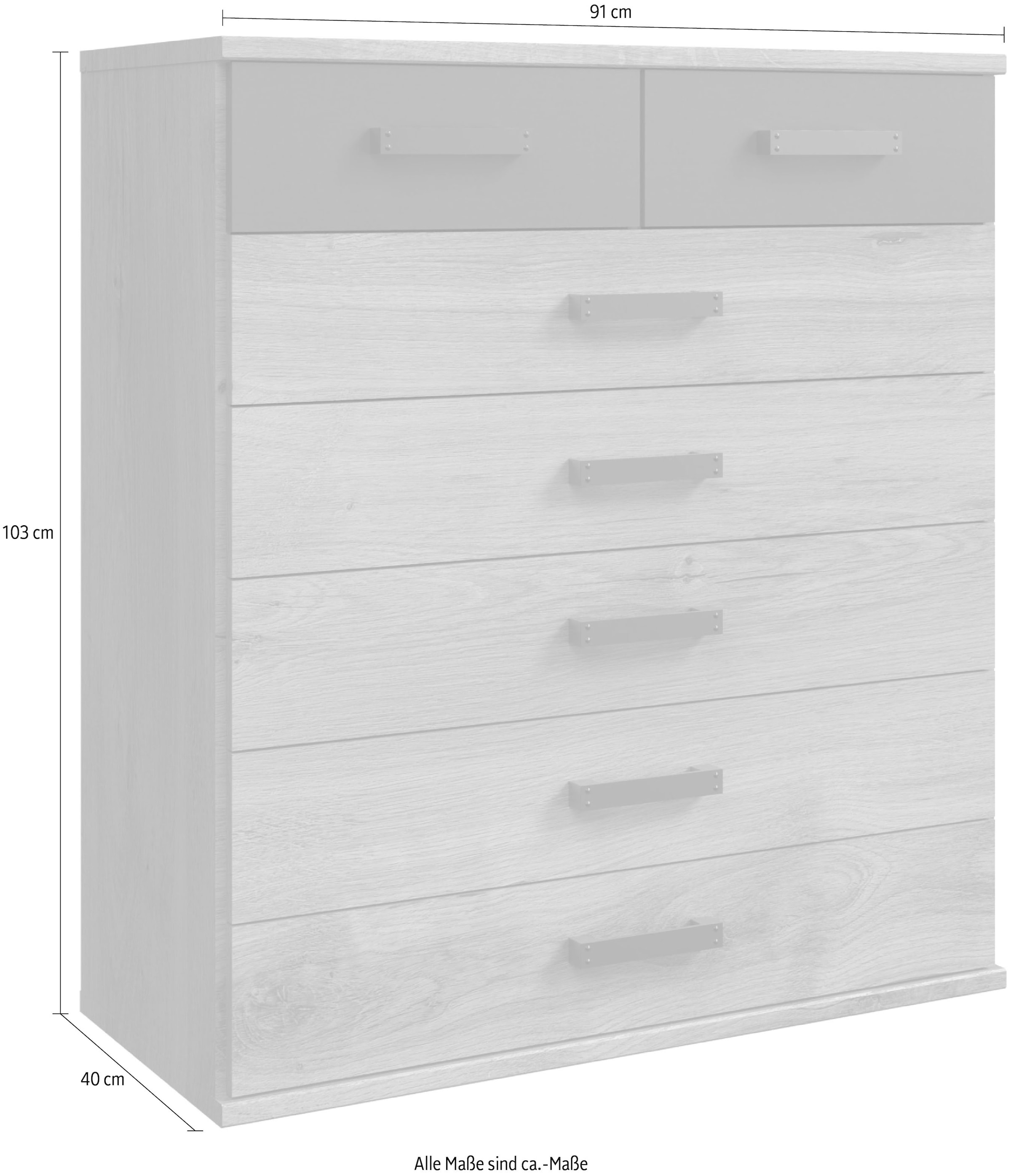Wimex Schubkastenkommode »Cork, Hochkommode, Highboard 91/40/103cm, Made in Germany«, industrial Design, rustikaler Look, 7 Schubladen