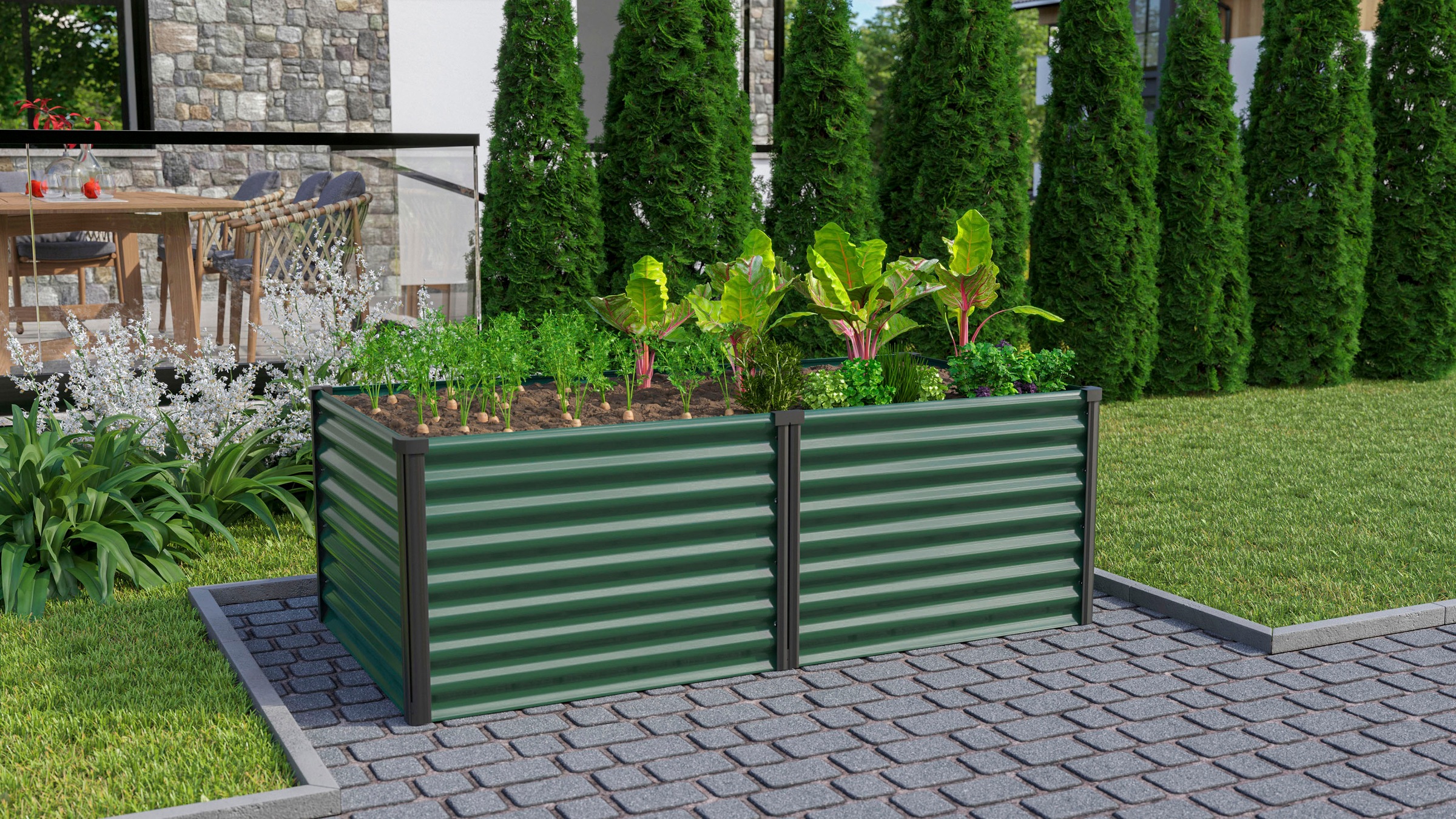 Vitavia Hochbeet »Meta 630«, BxTxH: 96x188x63 cm, seegras/schwarz