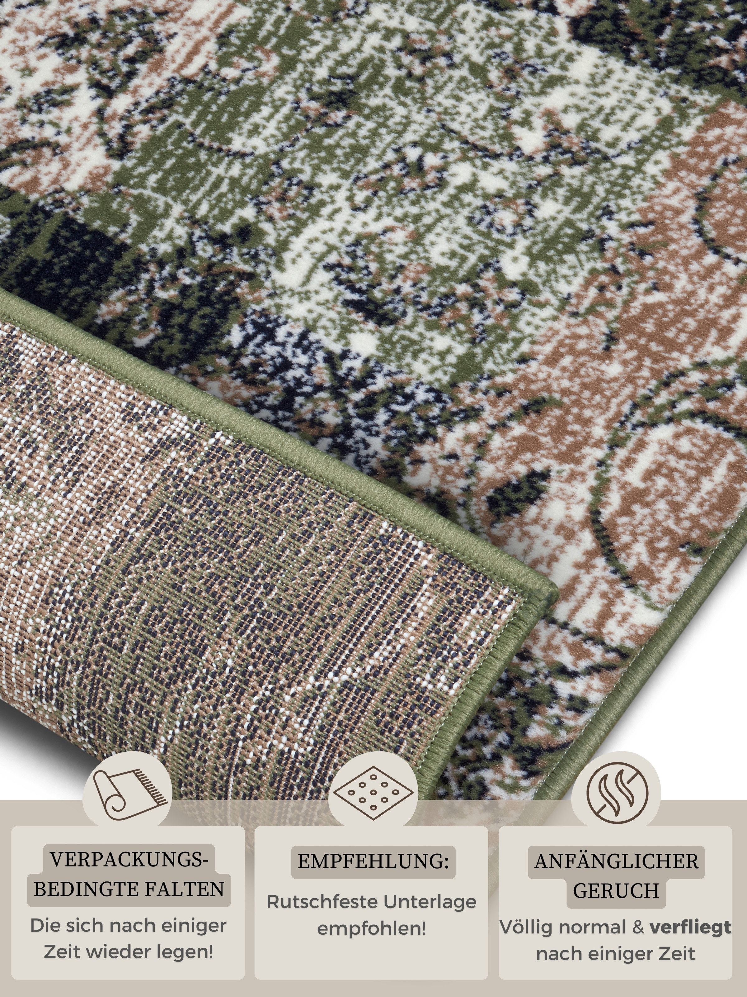 HANSE Home Teppich »Kirie«, rechteckig, 9 mm Höhe, Patchwork, Kurzflor, Teppichläufer, Modern, Vintage, Wohnzimmer, Flur