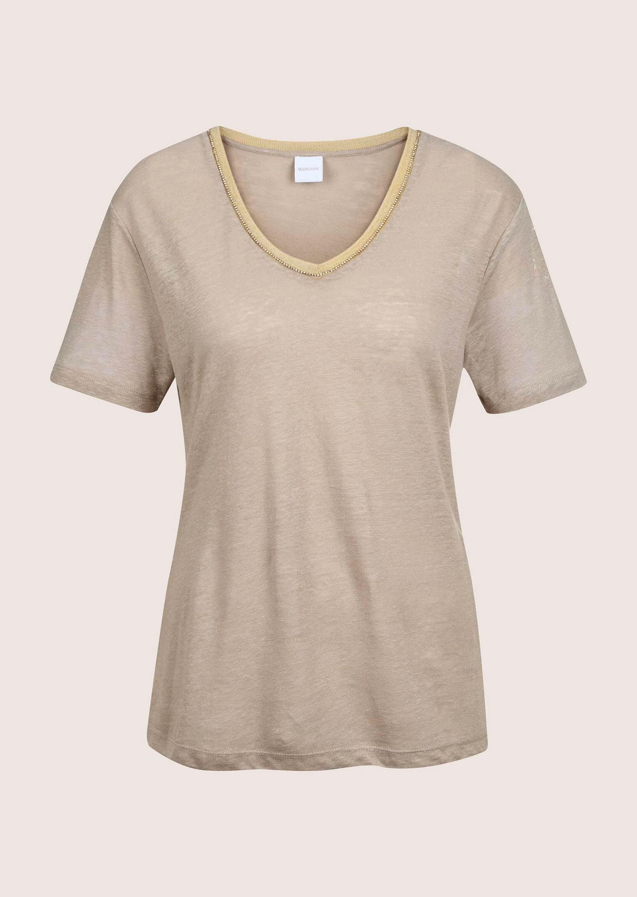 MADELEINE "Shirt Print-Shirt mit Strass aus Leinen"