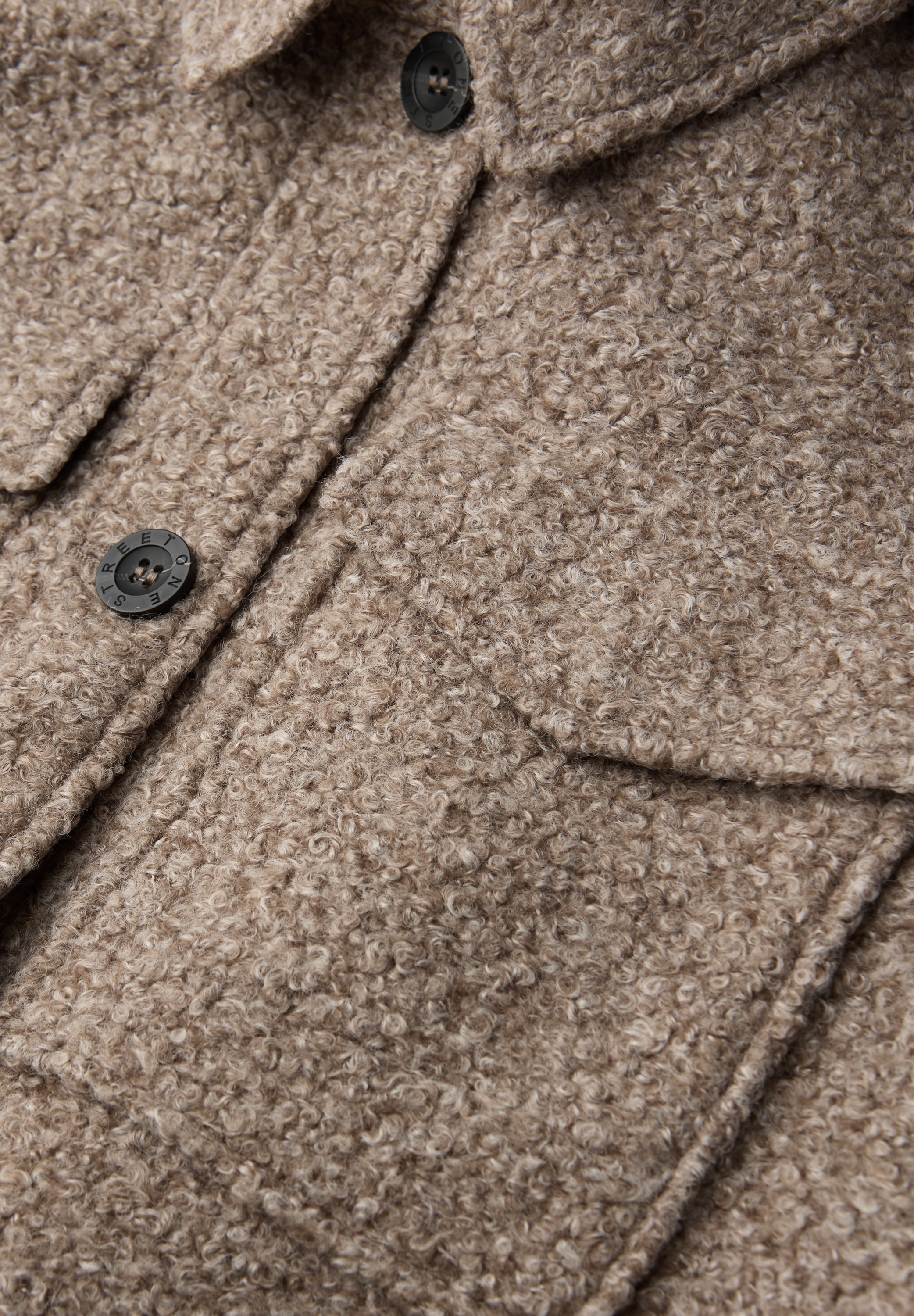 STREET ONE Blusenjacke ohne Kapuze Overshirt in Woll-Optik, mit Hemdkragen und Knopfleiste