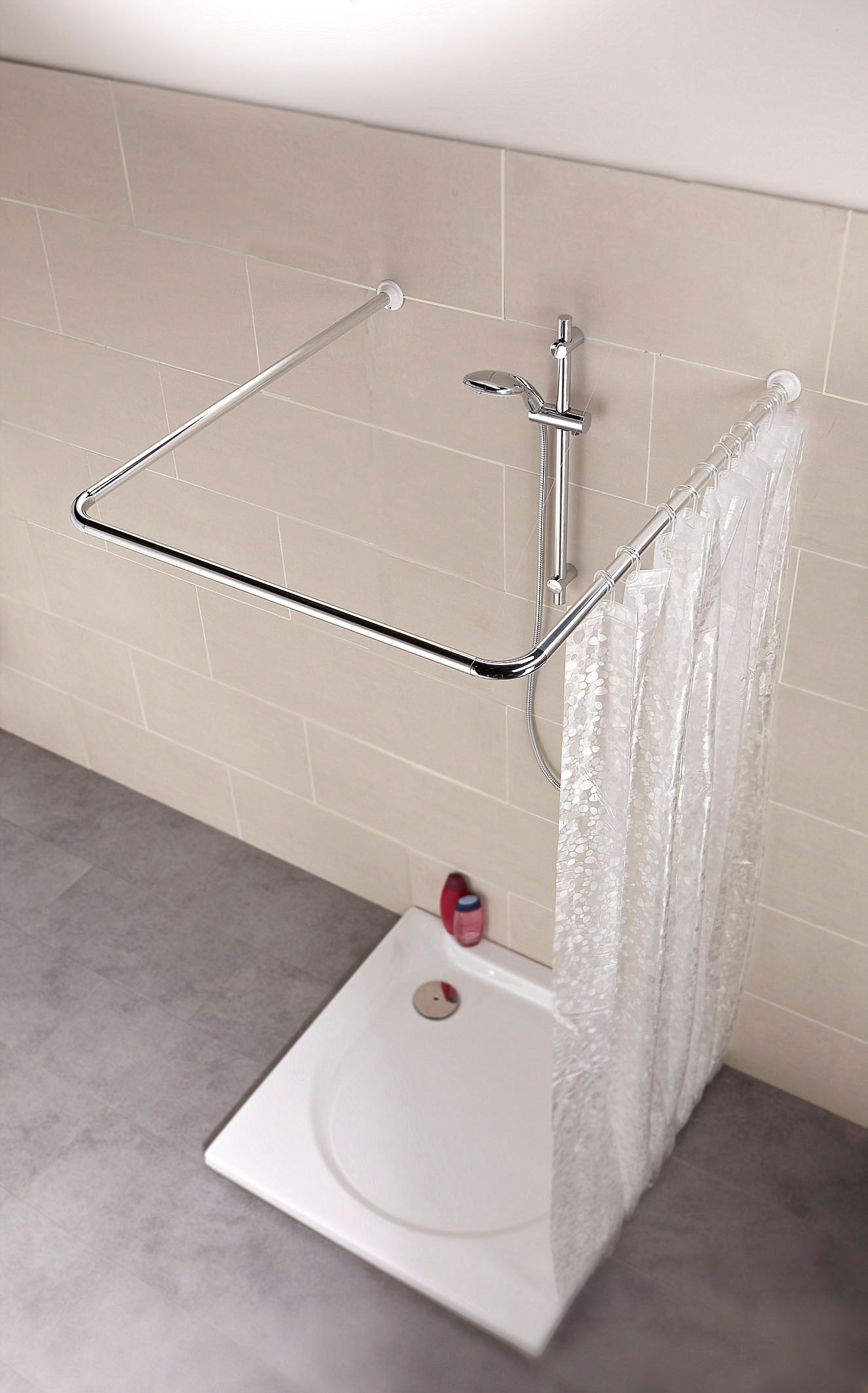 Kleine Wolke Duschvorhangstange "Quattro" Ø 25 mm Fixmaß für Duschvorhänge günstig online kaufen