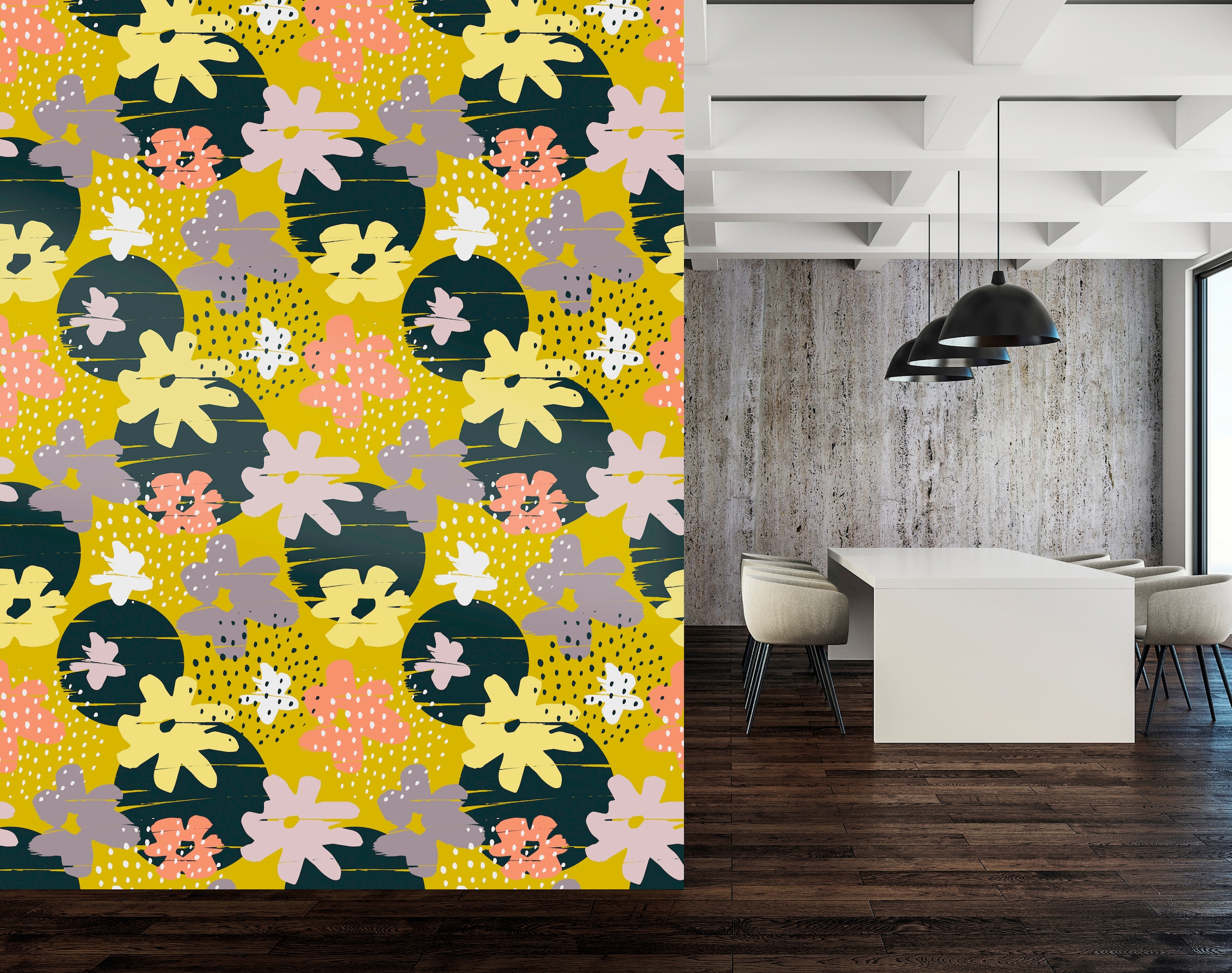 queence Vinyltapete »Iva«, bedruckt-Motiv-botanisch-floral-gemustert-natürlich, 90x250cm, selbstklebend, kinderleichte Anbringung, Sticker