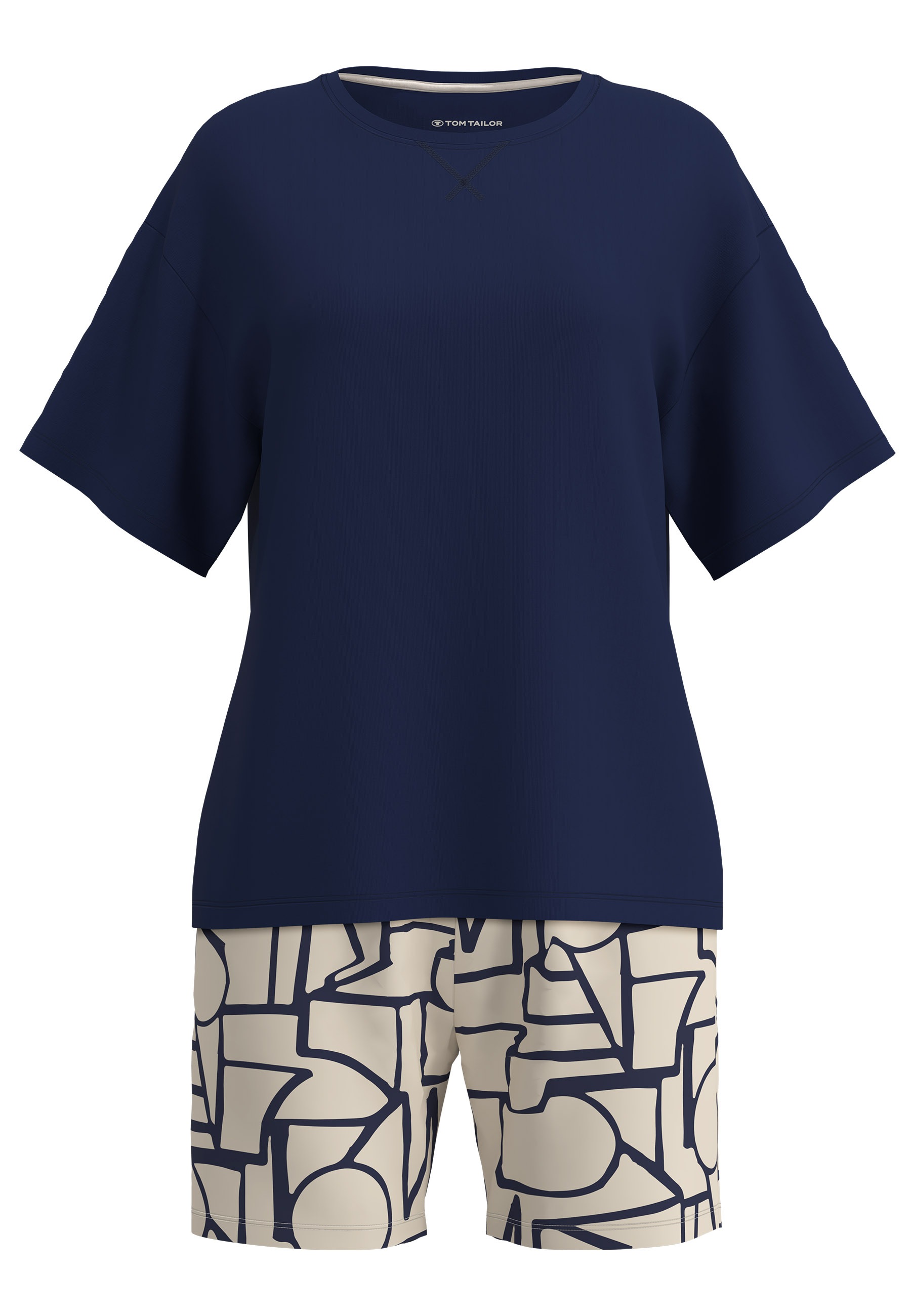 TOM TAILOR Shorty Halbarm, mit Muster, Rundhalsausschnitt, Viskosemix günstig online kaufen