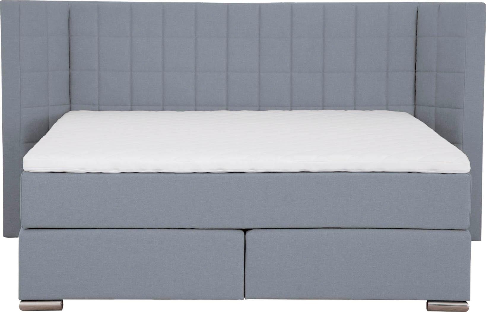 Places of Style Boxspringbett »Piazza«, mit Steppung und Kopfteil mit seitlichen Flügeln